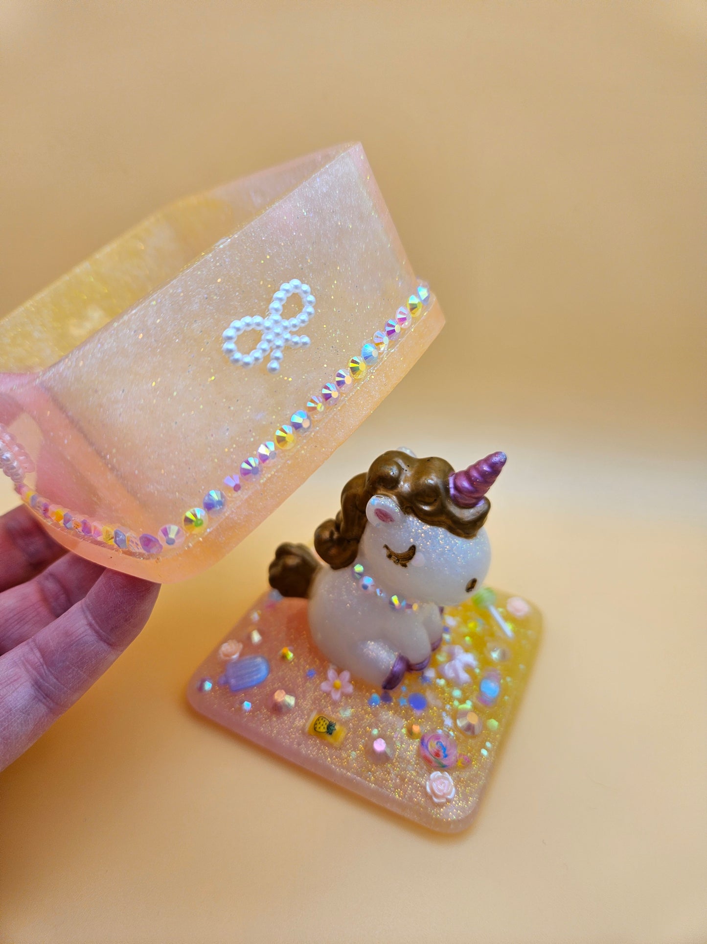 Unicorn jewellery box/Handcrafted Keepsake box for Baby First Curl /Tooth /Whimsy Home Decor/Unique Jewellery box with Sparkles/ Magical Birthday Gift