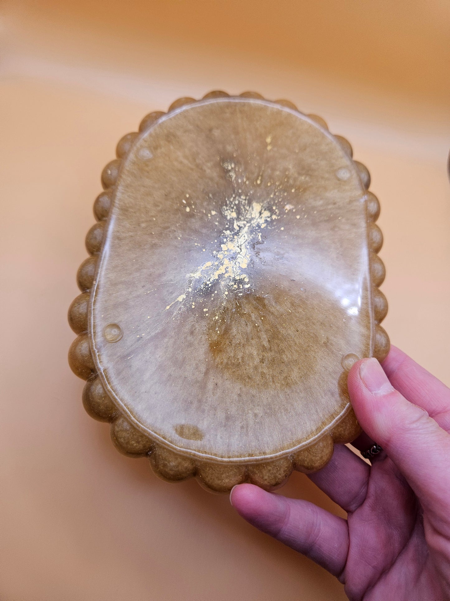 Bubble rim gold tray/ Decorative and stylish home decor resin jewellery tray or trinket dish for bedroom or anywhere in the home to add style.
