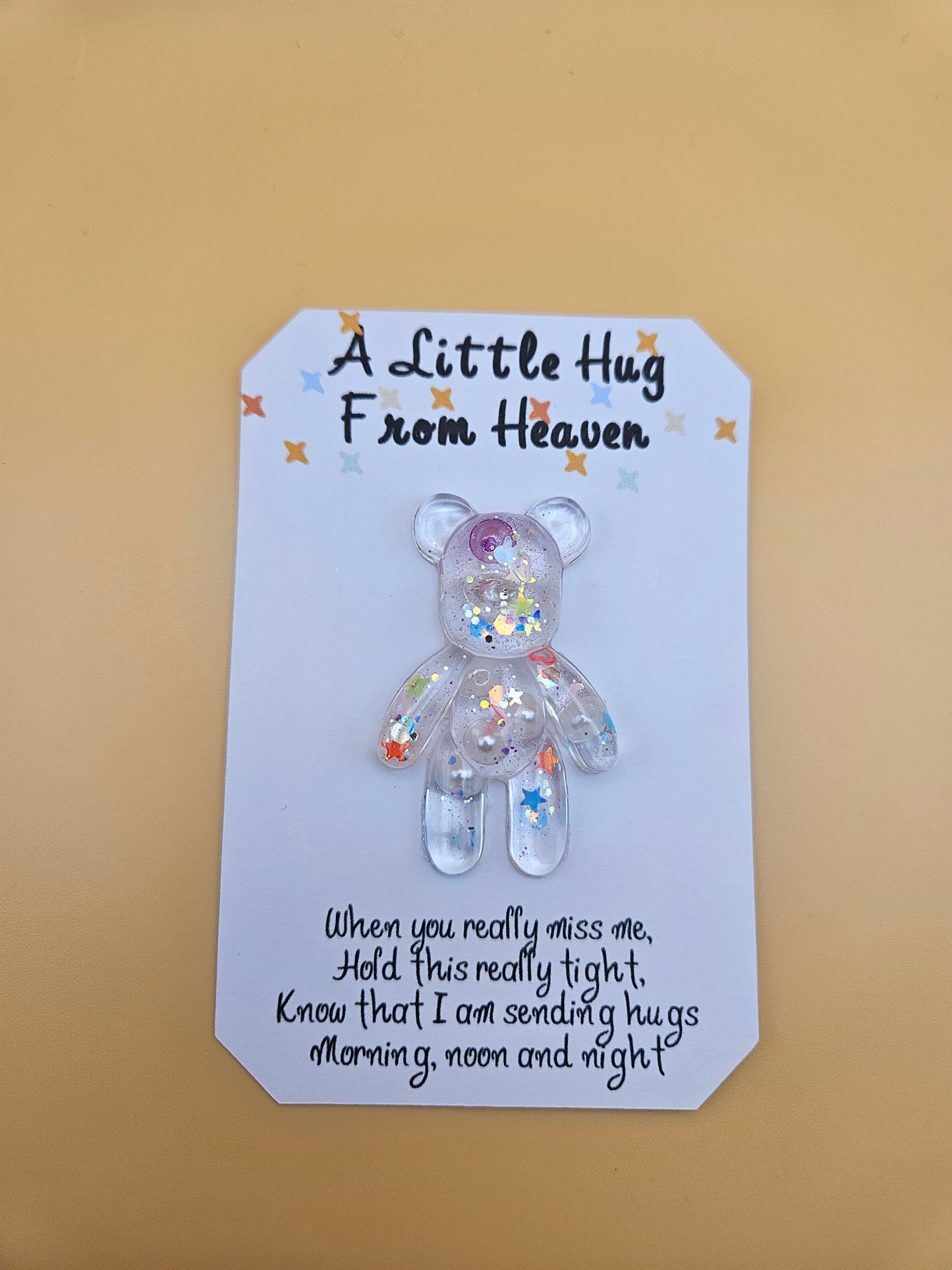 Made to Order Personalised Bear/Pocket Hug from Heaven/Resin bear with Memorial Keepsake/ Thoughtful Gift for Loss of a Loved one