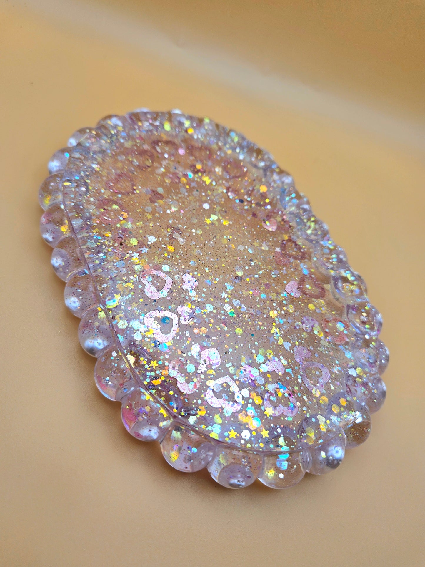 Bubble rim pearl and loveheart tray/Decorative and stylish home decor/Resin jewellery holder/dish/New Home, Anniversay or Birthday Gift