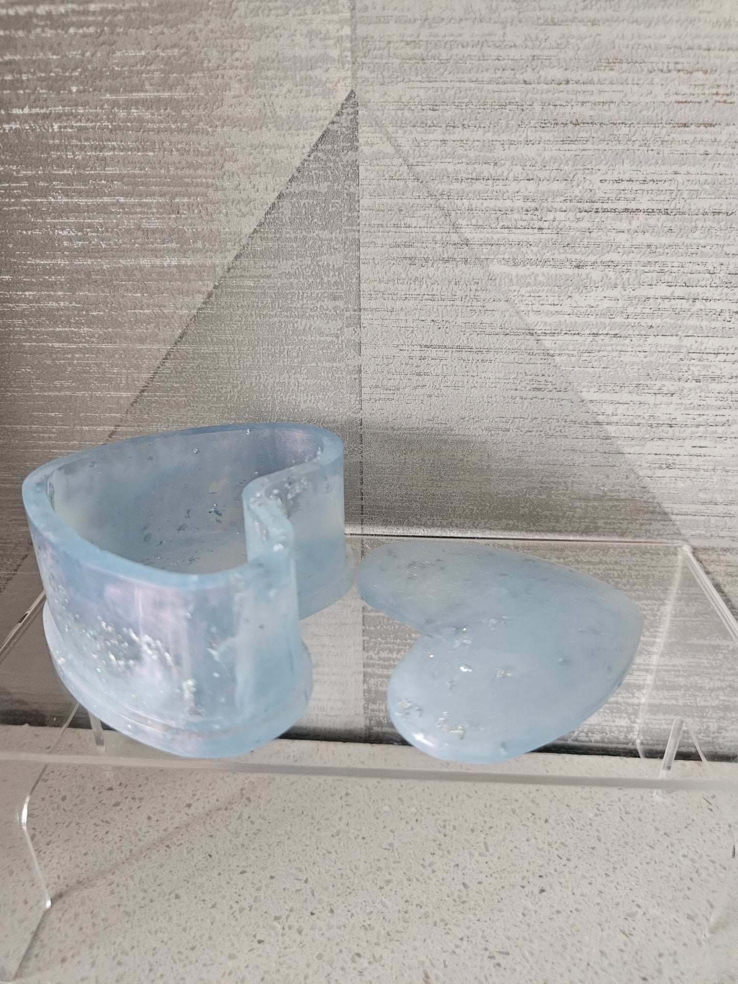 Marble effect pale blue/white/silver Heart Trinket/Jewellery Box/ Stylish Unique Original Birthday Gift Mum Gran Friend Girlfriend