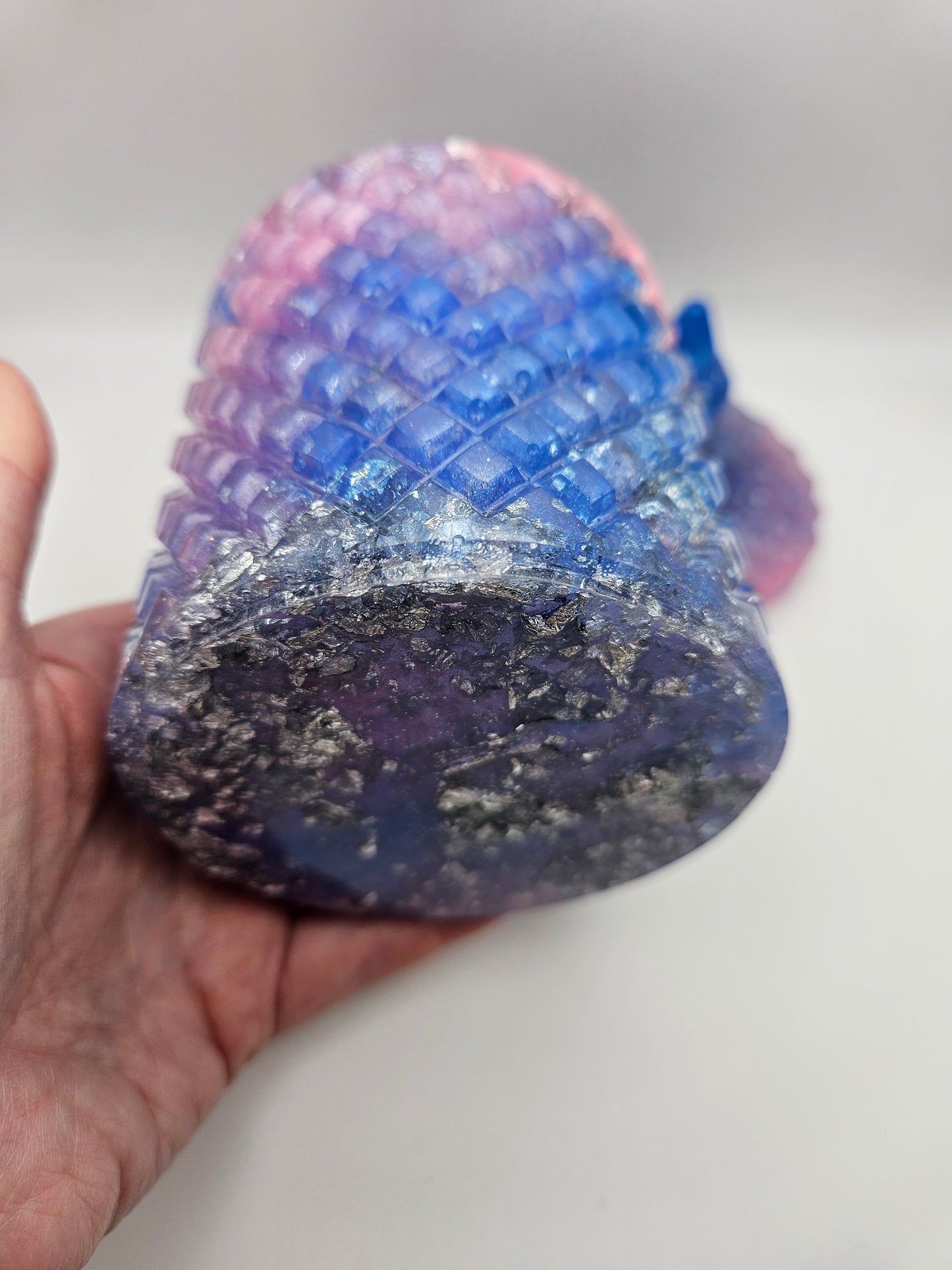 Antique vintage style resin trinket or storage pot/jar/Sparkly pink and blue and  silver marble effect design/ holds jewellery/handcrafted