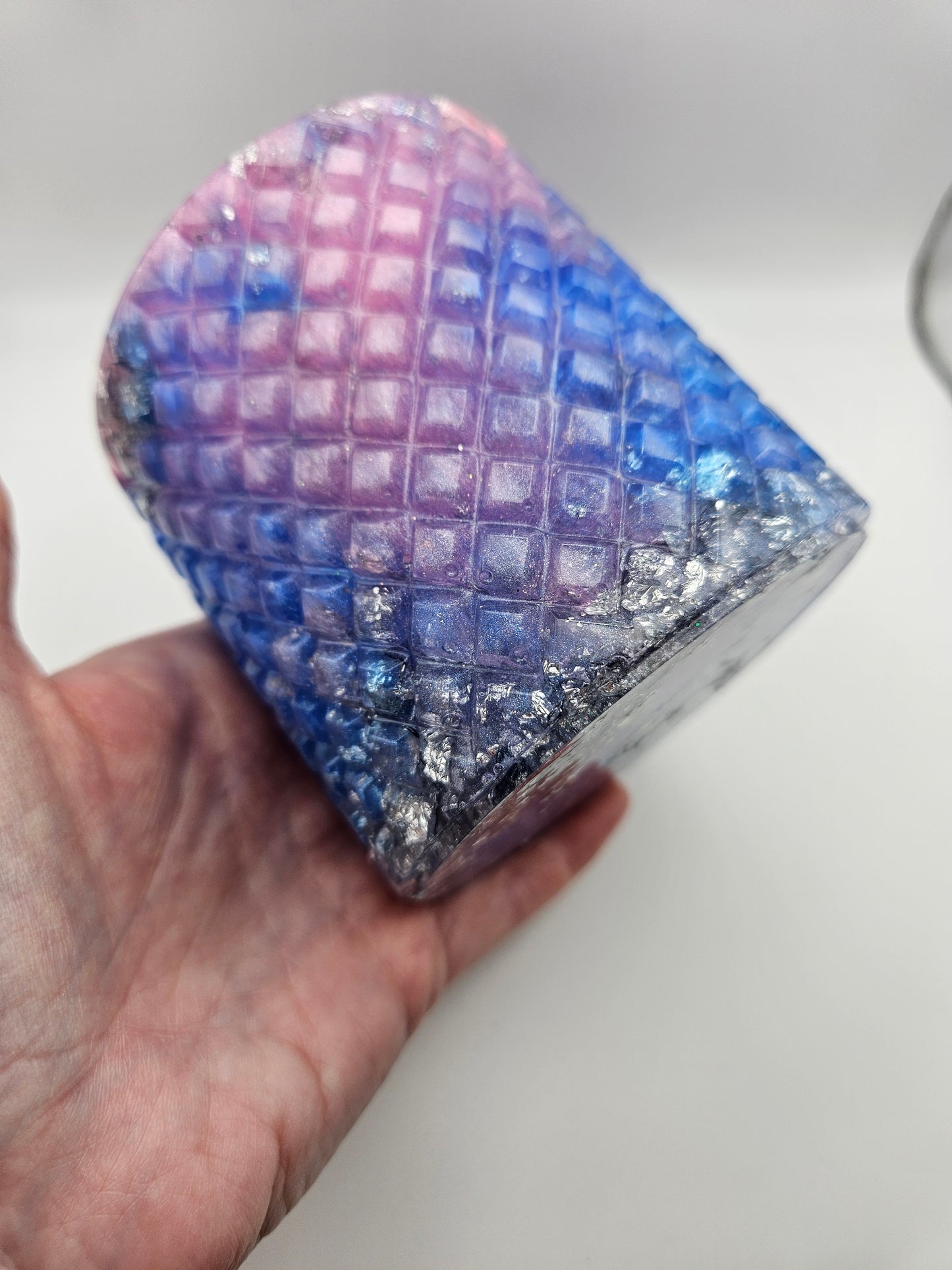 Antique vintage style resin trinket or storage pot/jar/Sparkly pink and blue and  silver marble effect design/ holds jewellery/handcrafted