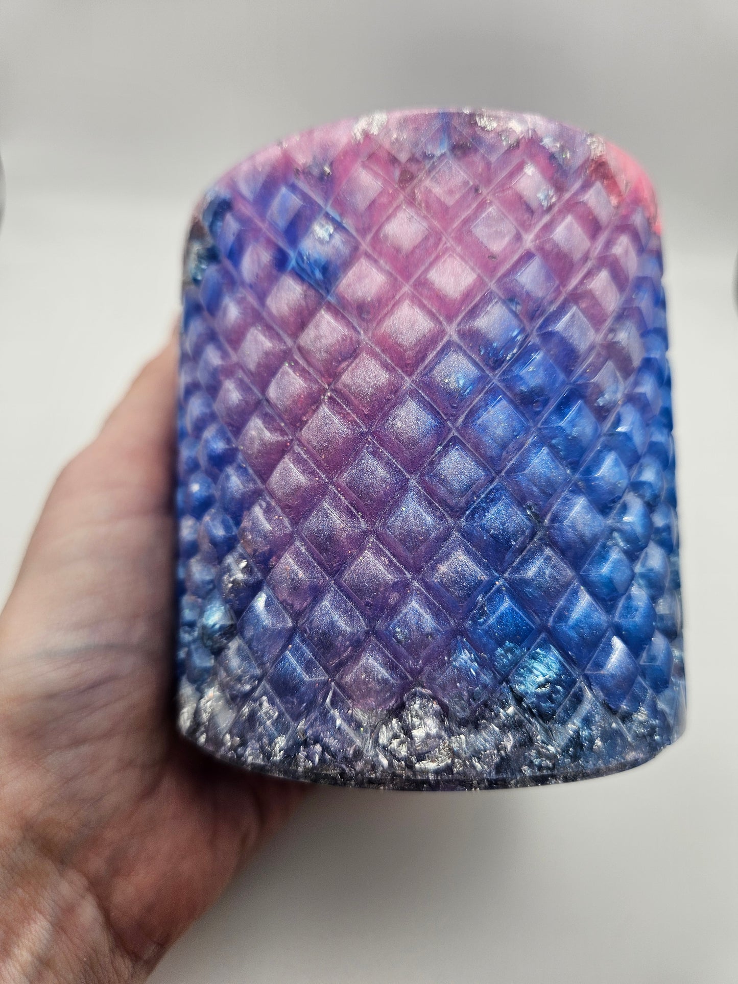 Antique vintage style resin trinket or storage pot/jar/Sparkly pink and blue and  silver marble effect design/ holds jewellery/handcrafted