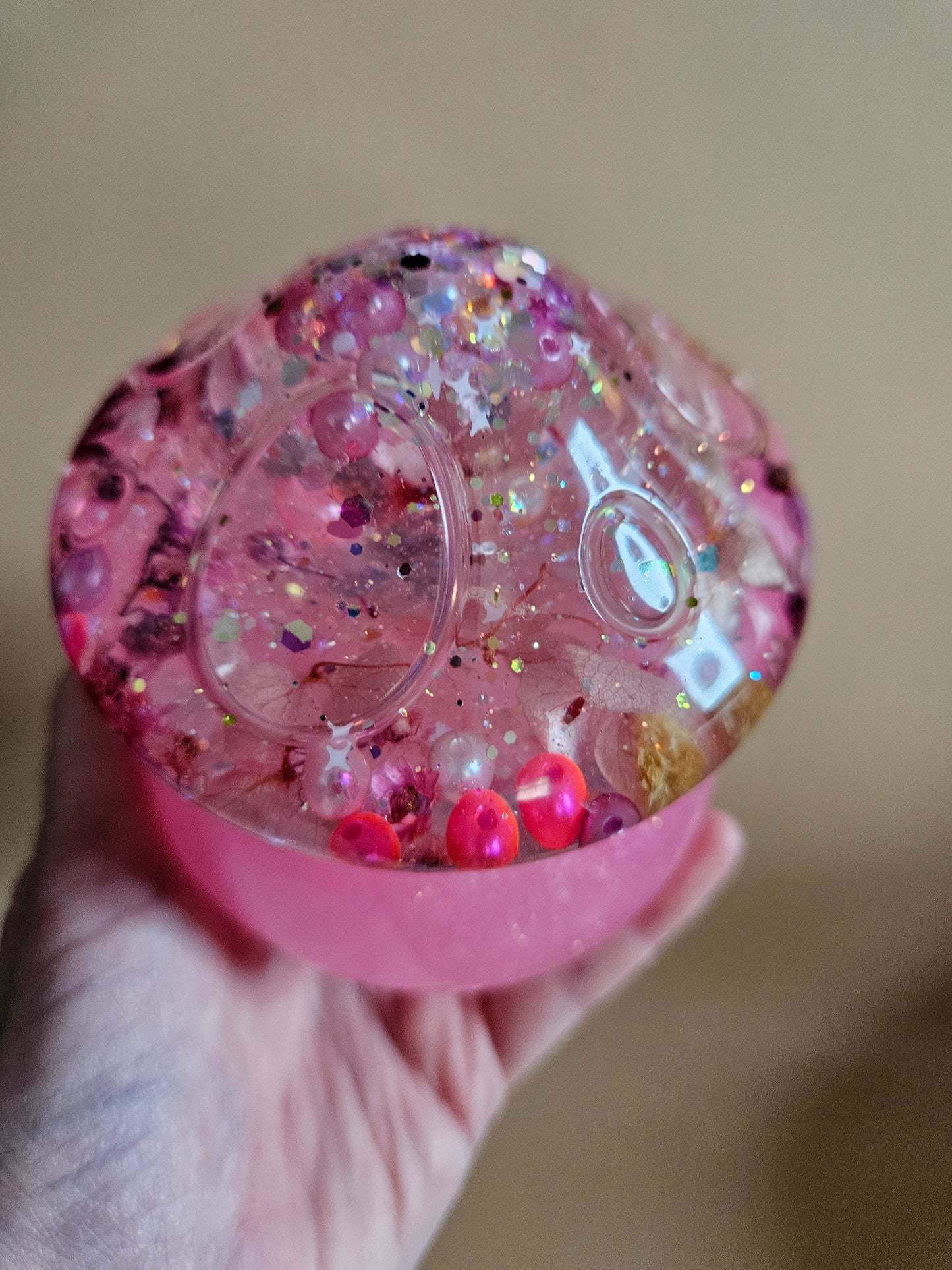 Flower mushroom pot/Storage Pink Resin Trinket Jar/Whimsical Spring Summer Home Decor/Keepsake jewellery storage dish/Nature lover gift