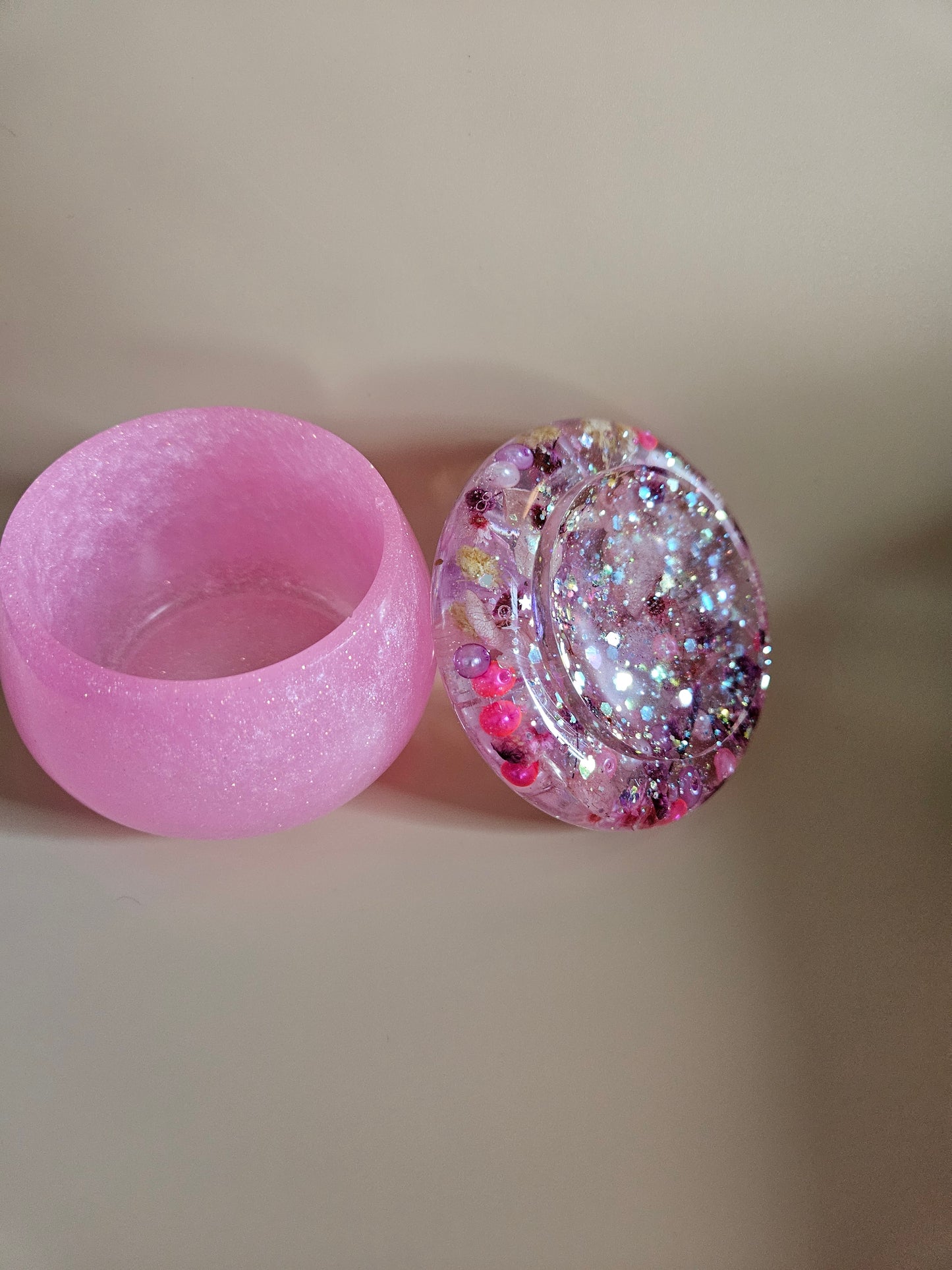 Flower mushroom pot/Storage Pink Resin Trinket Jar/Whimsical Spring Summer Home Decor/Keepsake jewellery storage dish/Nature lover gift