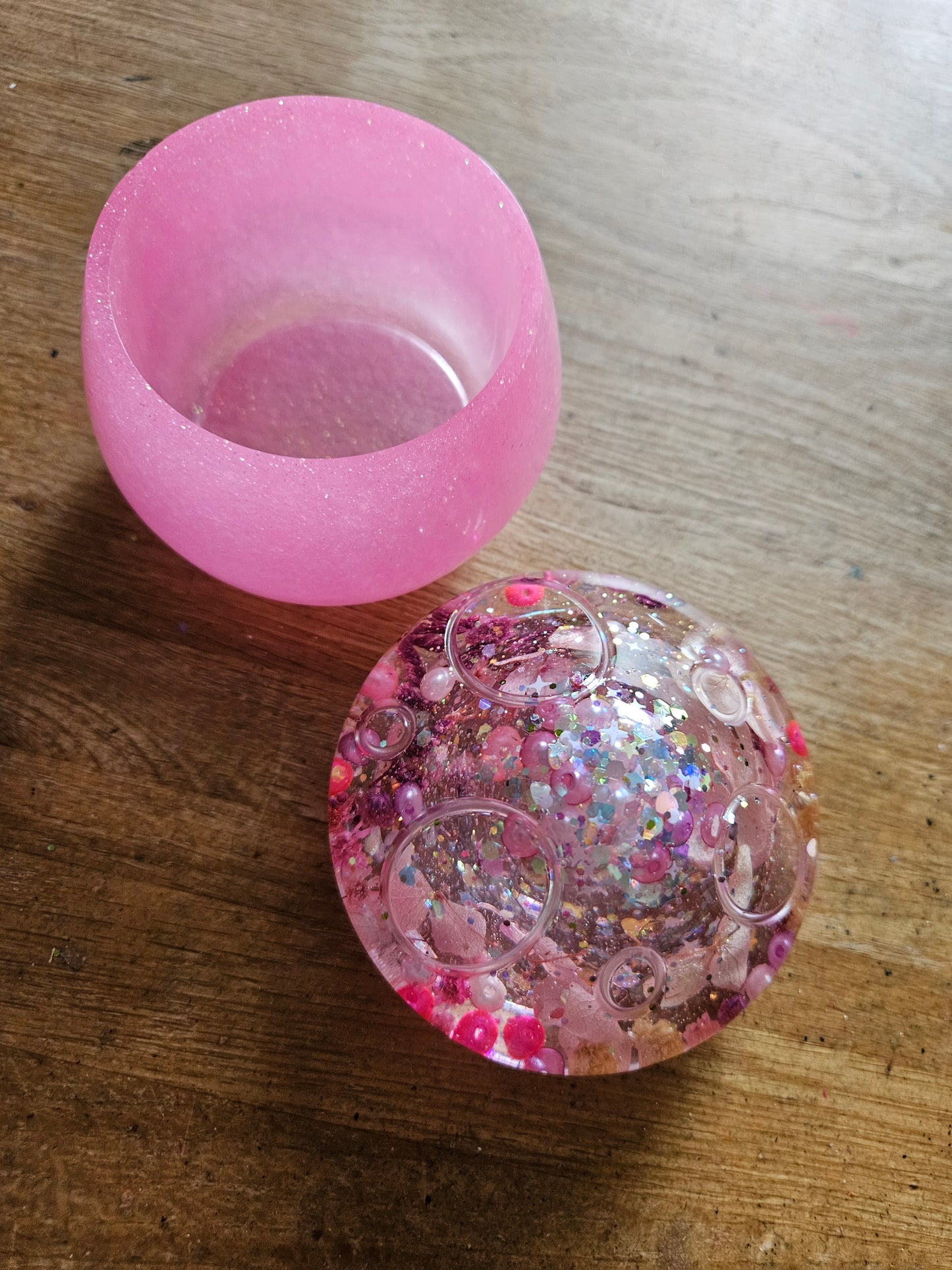 Flower mushroom pot/Storage Pink Resin Trinket Jar/Whimsical Spring Summer Home Decor/Keepsake jewellery storage dish/Nature lover gift