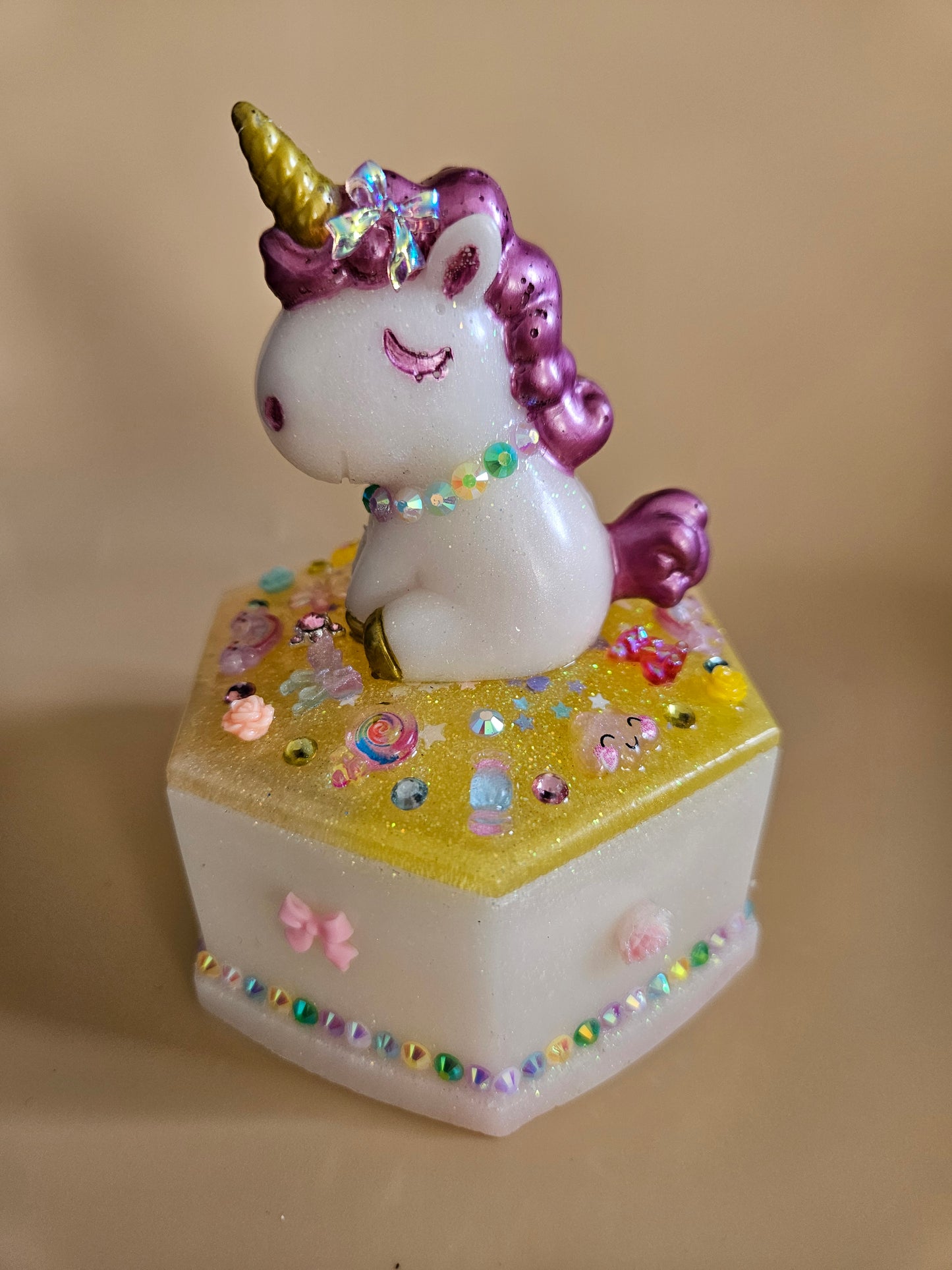 Unicorn jewellery box/Handcrafted Keepsake box for Baby First Curl /Tooth /Whimsy Home Decor/ Pastel Coloured Jewellery box with Sparkles/ Magical Birthday Gift