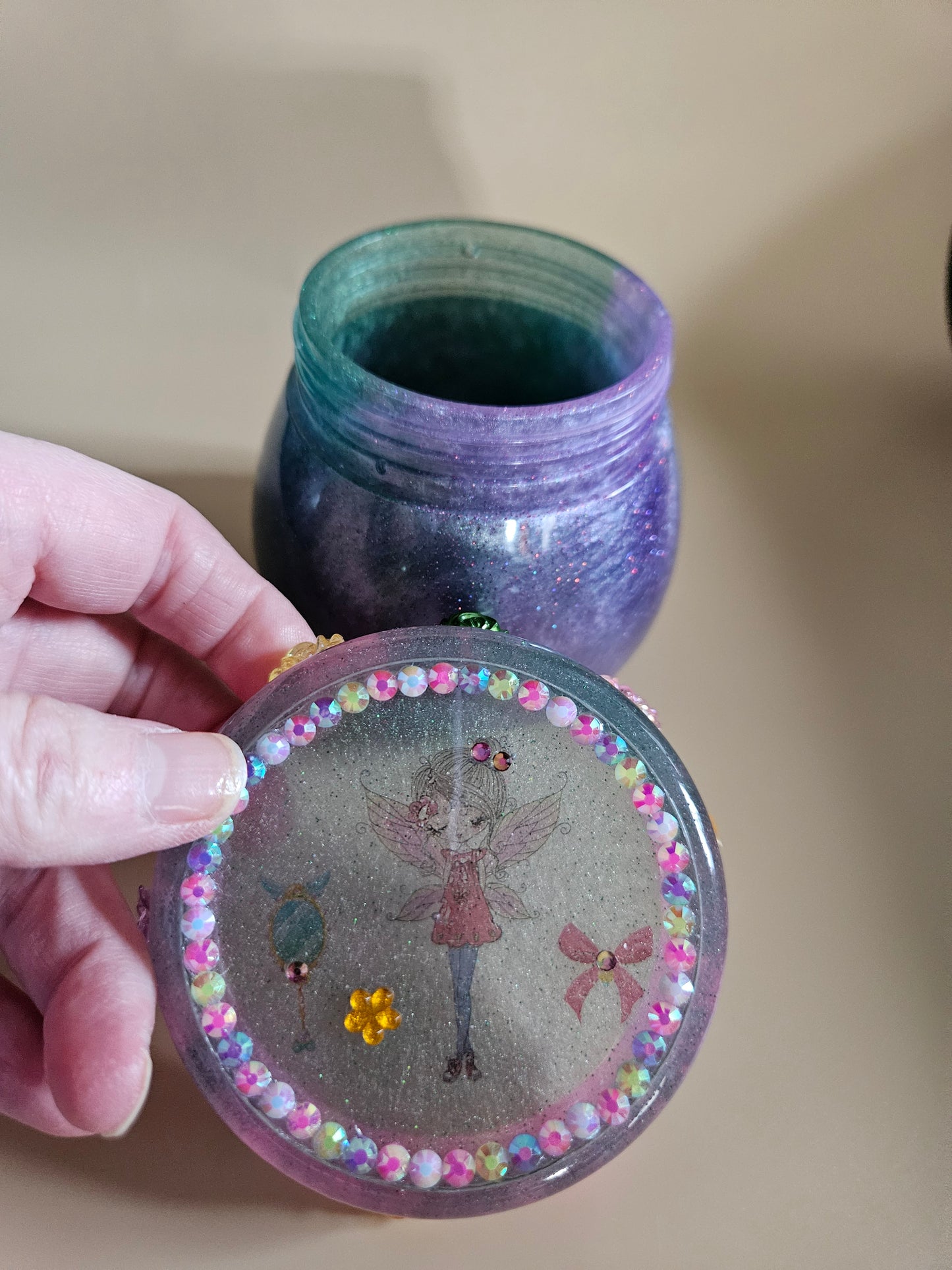 Charming Fairy trinket pot/Whimsical keepsake or jewellery storage dish, holder/Girl's bedroom home decor/ Unique Birthday gift daughter sister