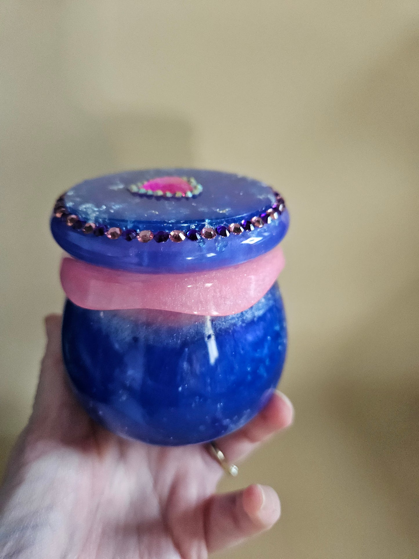 Rhinestone Resin Trinket keepsake Jar/Purple Pink Marble effect jewellery pot/ Stylish Home Decor Accessories/ Birthday gift wife girlfriend