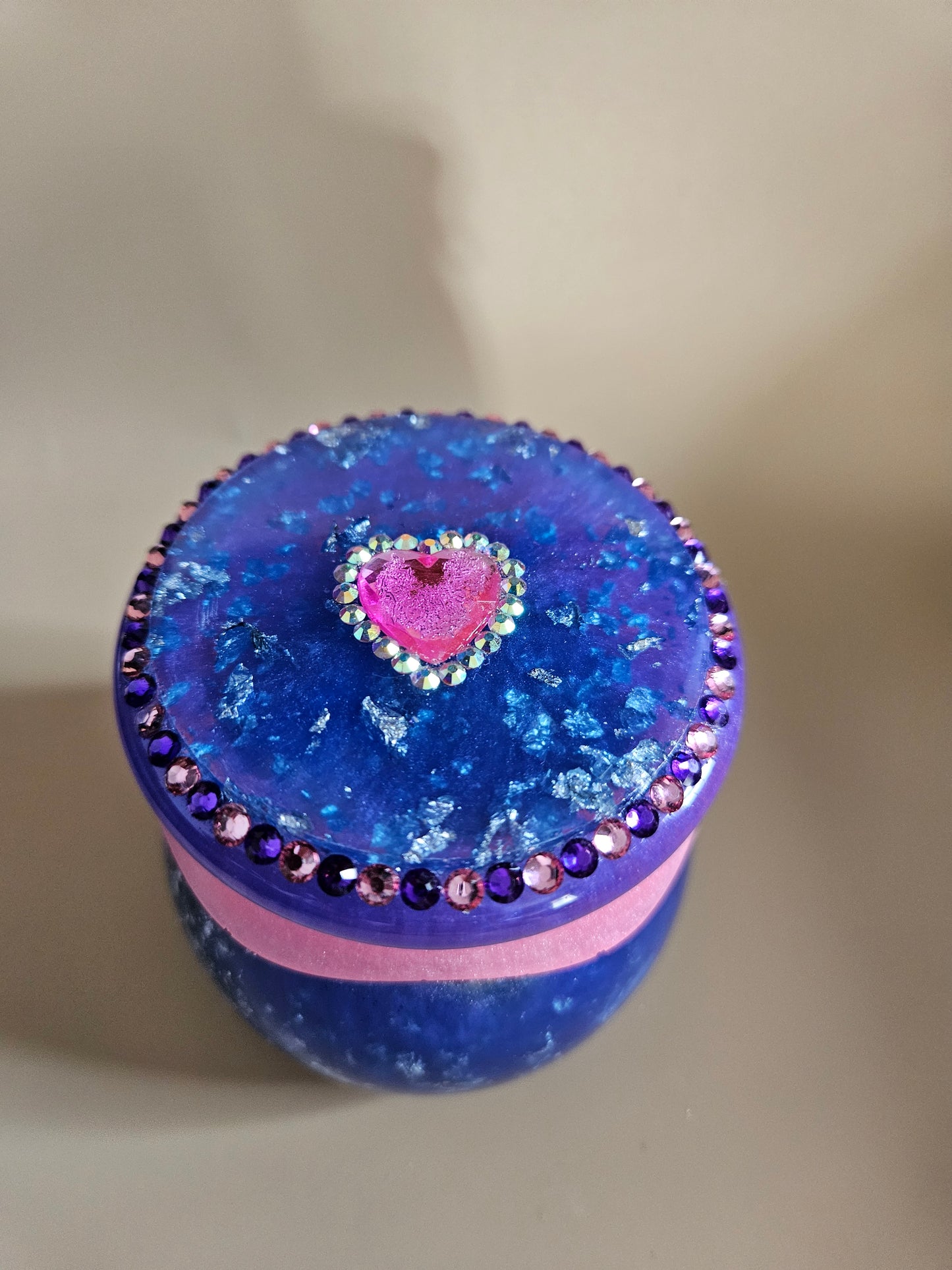 Rhinestone Resin Trinket keepsake Jar/Purple Pink Marble effect jewellery pot/ Stylish Home Decor Accessories/ Birthday gift wife girlfriend