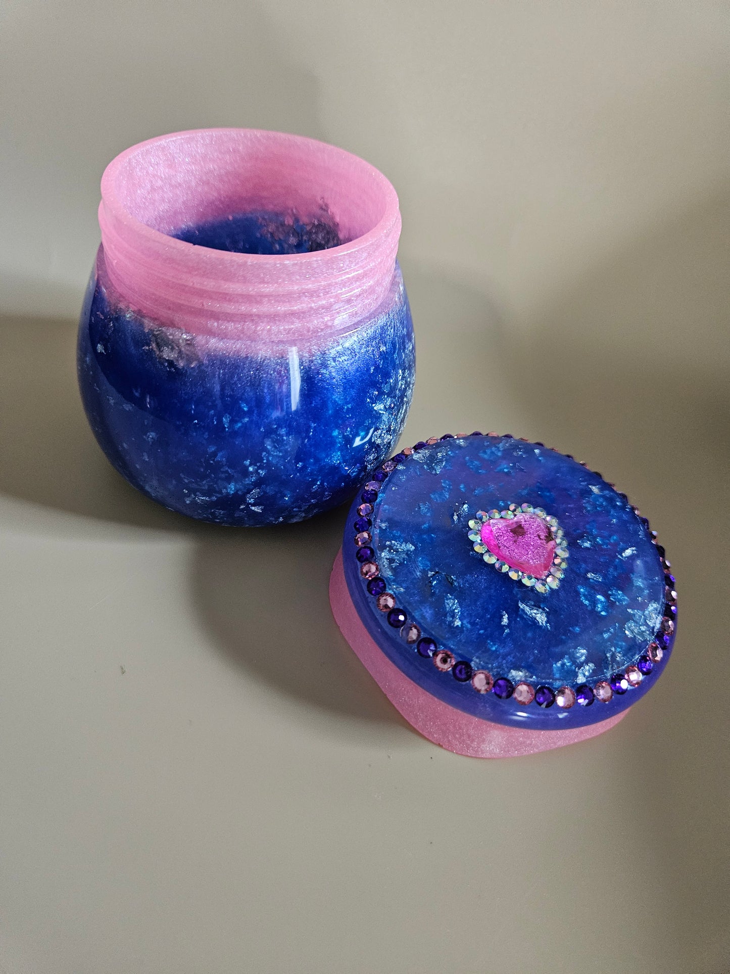 Rhinestone Resin Trinket keepsake Jar/Purple Pink Marble effect jewellery pot/ Stylish Home Decor Accessories/ Birthday gift wife girlfriend