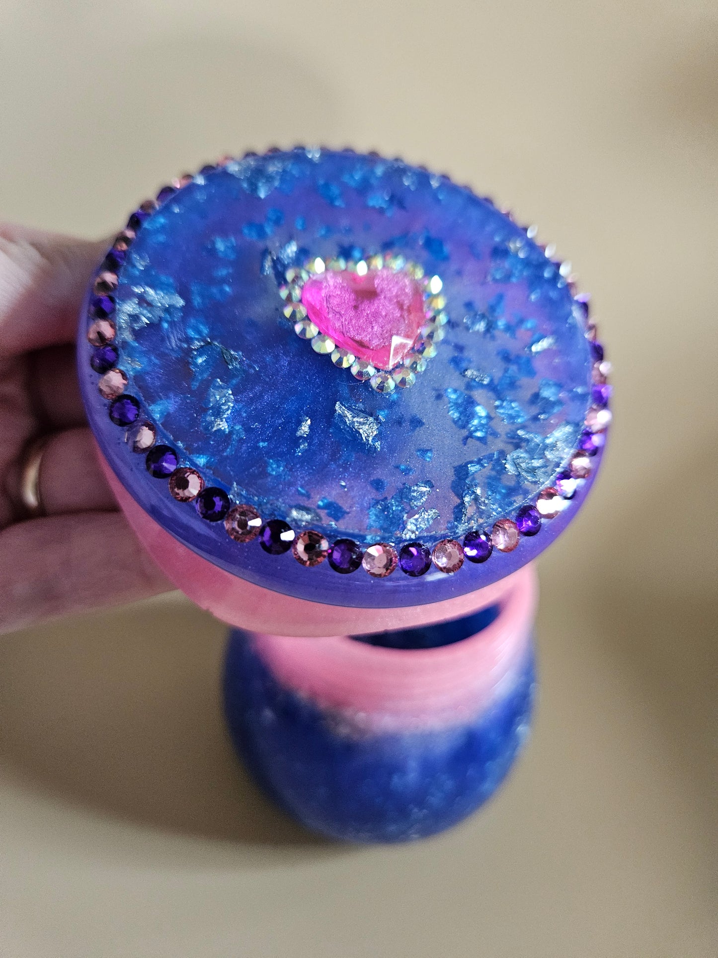Rhinestone Resin Trinket keepsake Jar/Purple Pink Marble effect jewellery pot/ Stylish Home Decor Accessories/ Birthday gift wife girlfriend