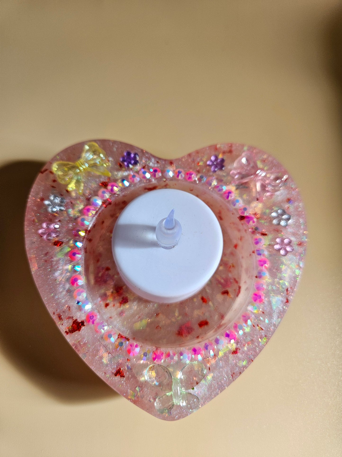 Pink Sparkly T-Light Holders or Ring Dishes/Resin and rhinestone trinket dishes/ whimsical home decor/ new home or birthday gift