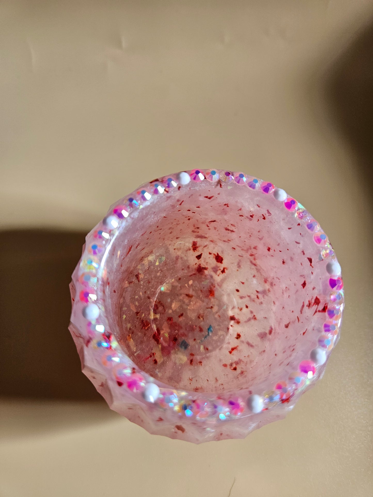 Pink Sparkly T-Light Holders or Ring Dishes/Resin and rhinestone trinket dishes/ whimsical home decor/ new home or birthday gift