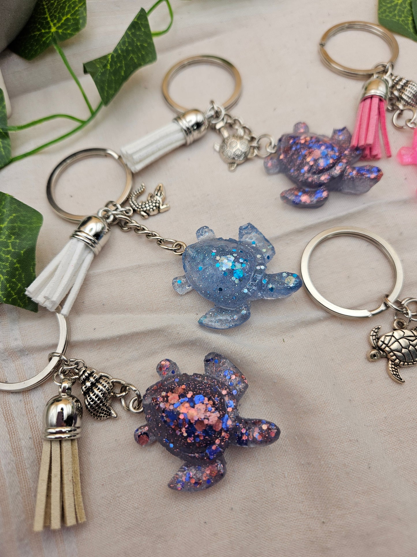 Made to order resin turtle keyrings/Boys or girls bag charms and key accessories/Small teacher or Friend gifts, personalised