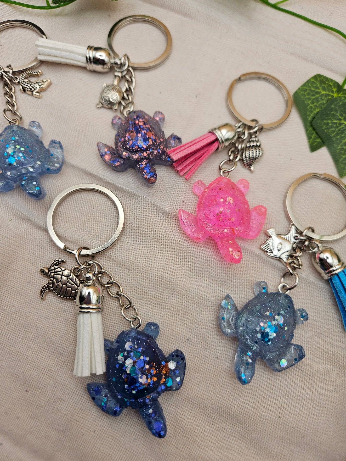 Made to order resin turtle keyrings/Boys or girls bag charms and key accessories/Small teacher or Friend gifts, personalised