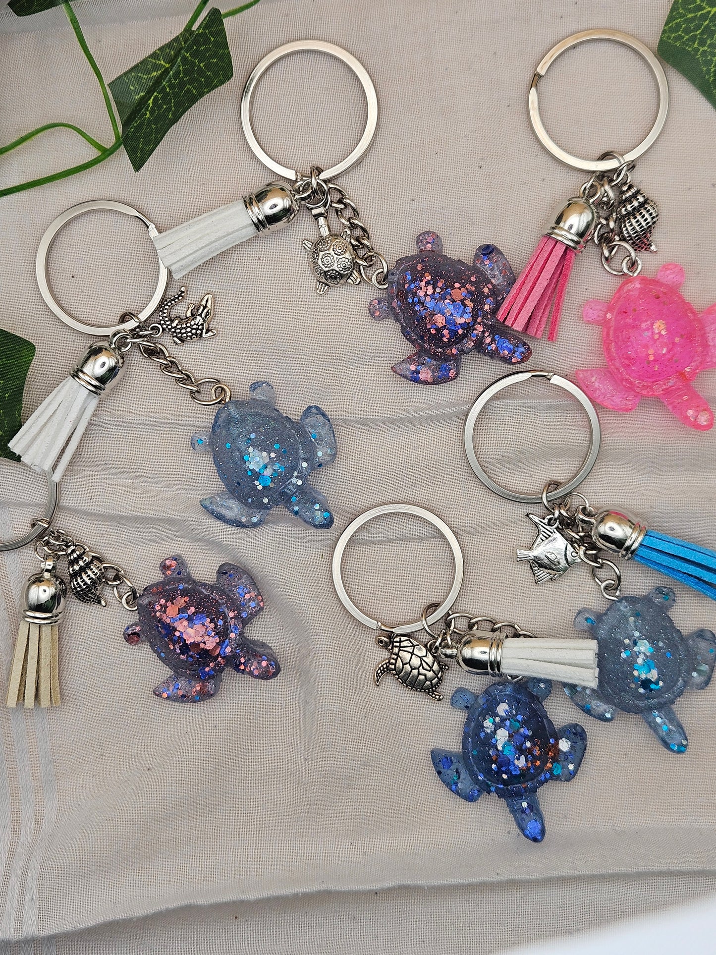 Made to order resin turtle keyrings/Boys or girls bag charms and key accessories/Small teacher or Friend gifts, personalised