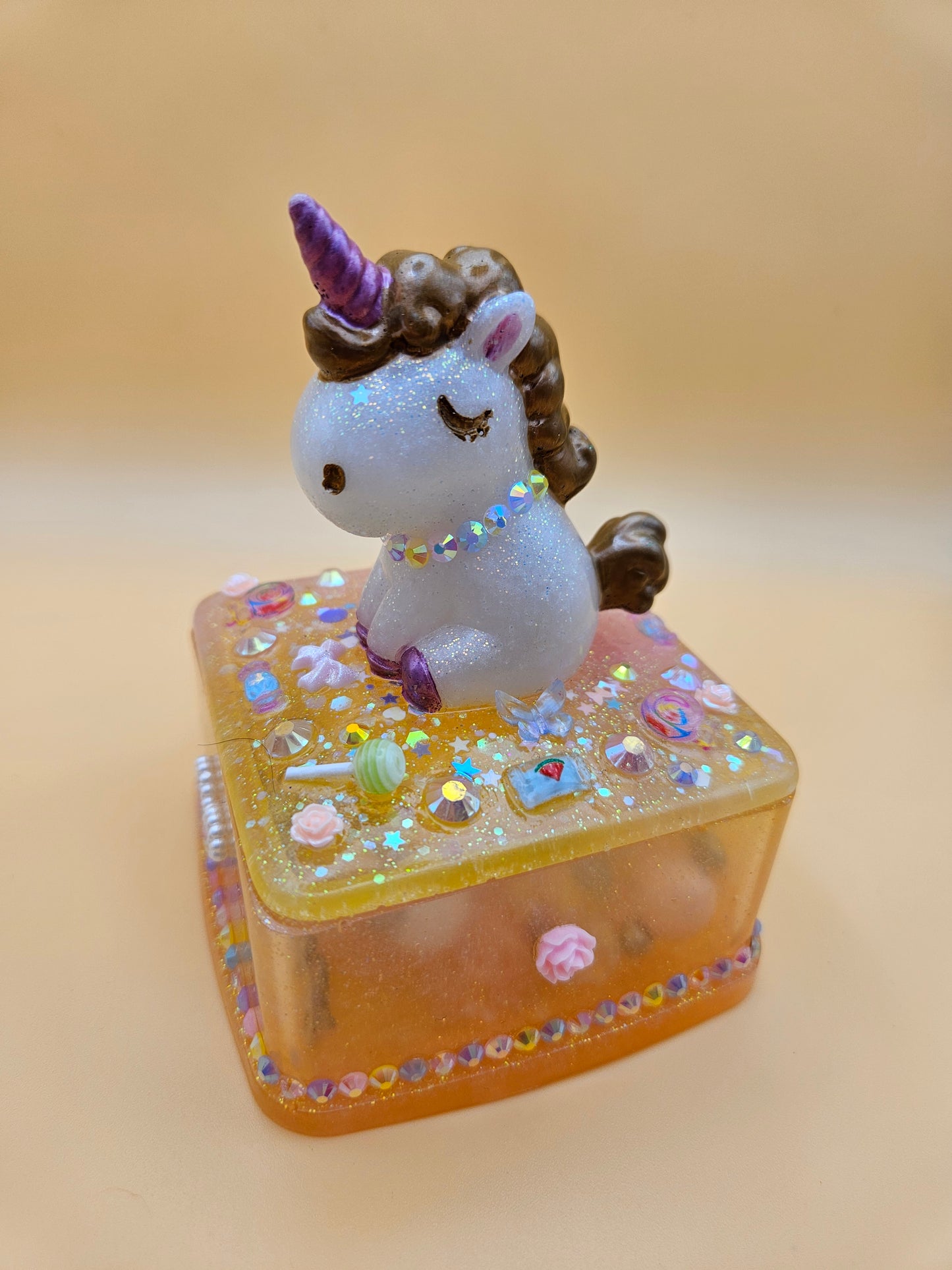 Unicorn jewellery box/Handcrafted Keepsake box for Baby First Curl /Tooth /Whimsy Home Decor/Unique Jewellery box with Sparkles/ Magical Birthday Gift