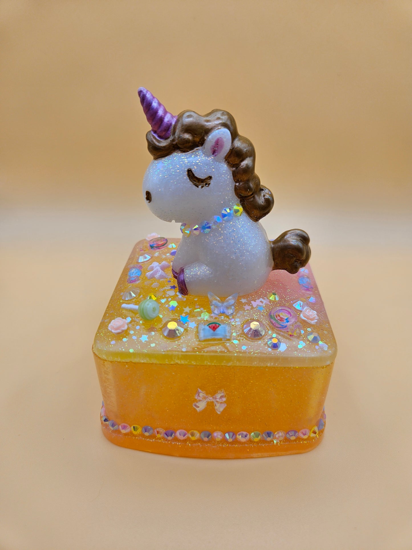 Unicorn jewellery box/Handcrafted Keepsake box for Baby First Curl /Tooth /Whimsy Home Decor/Unique Jewellery box with Sparkles/ Magical Birthday Gift