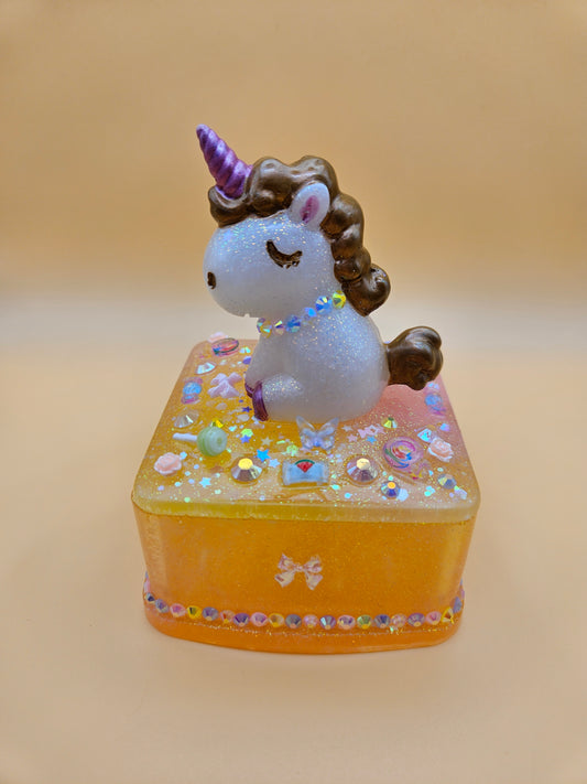 Unicorn jewellery box/Handcrafted Keepsake box for Baby First Curl /Tooth /Whimsy Home Decor/Unique Jewellery box with Sparkles/ Magical Birthday Gift
