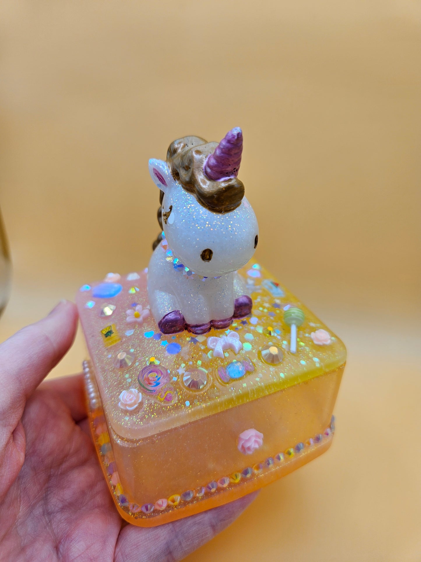 Unicorn jewellery box/Handcrafted Keepsake box for Baby First Curl /Tooth /Whimsy Home Decor/Unique Jewellery box with Sparkles/ Magical Birthday Gift