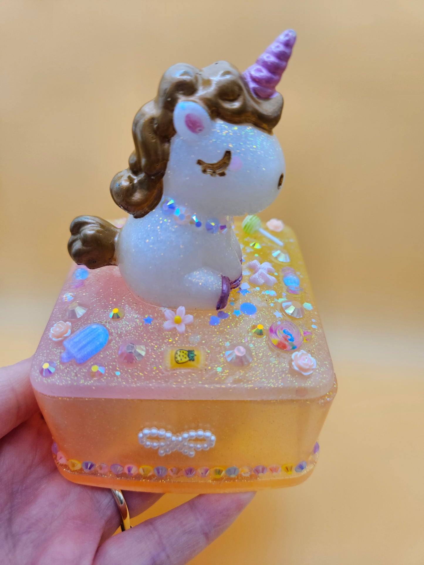 Unicorn jewellery box/Handcrafted Keepsake box for Baby First Curl /Tooth /Whimsy Home Decor/Unique Jewellery box with Sparkles/ Magical Birthday Gift