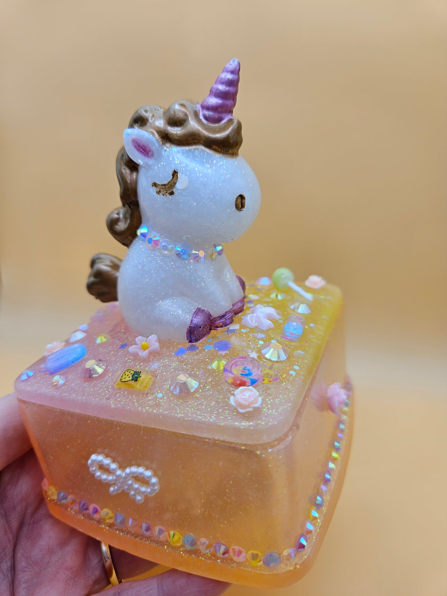 Unicorn jewellery box/Handcrafted Keepsake box for Baby First Curl /Tooth /Whimsy Home Decor/Unique Jewellery box with Sparkles/ Magical Birthday Gift