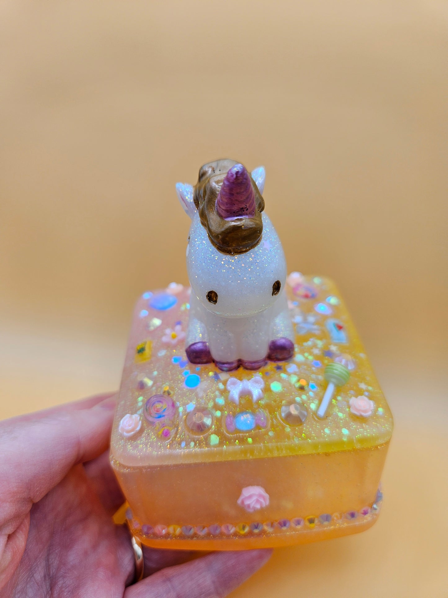 Unicorn jewellery box/Handcrafted Keepsake box for Baby First Curl /Tooth /Whimsy Home Decor/Unique Jewellery box with Sparkles/ Magical Birthday Gift