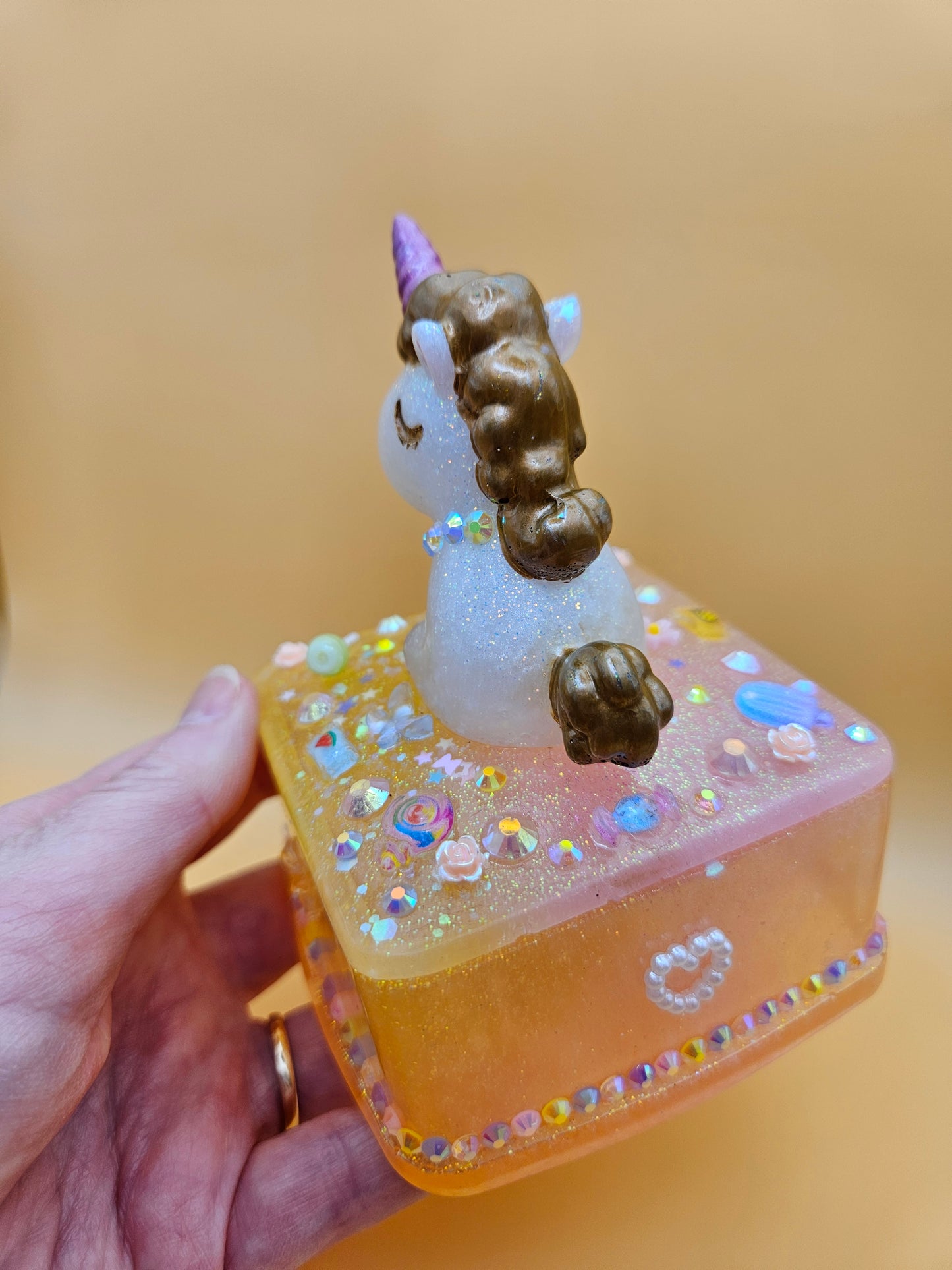 Unicorn jewellery box/Handcrafted Keepsake box for Baby First Curl /Tooth /Whimsy Home Decor/Unique Jewellery box with Sparkles/ Magical Birthday Gift