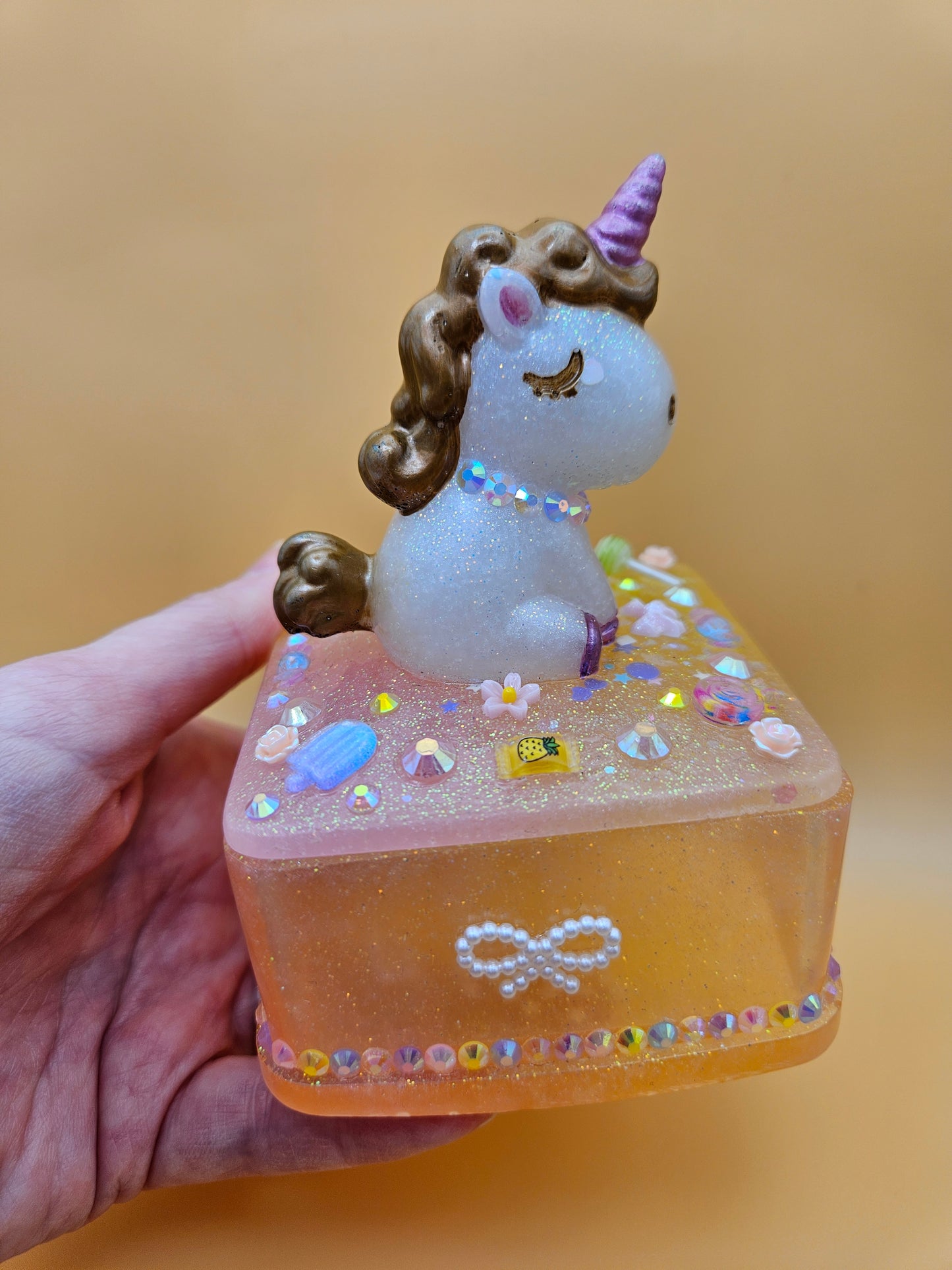 Unicorn jewellery box/Handcrafted Keepsake box for Baby First Curl /Tooth /Whimsy Home Decor/Unique Jewellery box with Sparkles/ Magical Birthday Gift