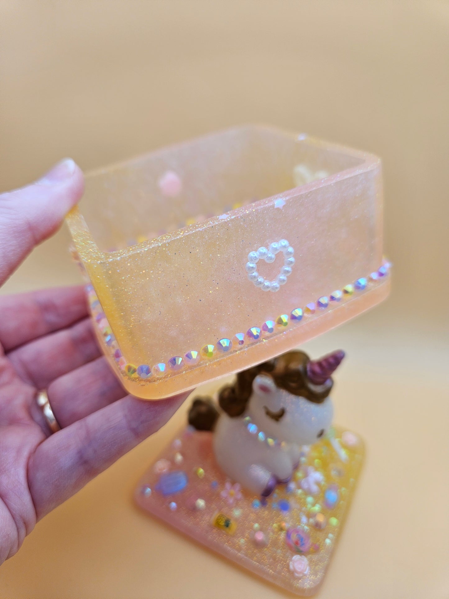 Unicorn jewellery box/Handcrafted Keepsake box for Baby First Curl /Tooth /Whimsy Home Decor/Unique Jewellery box with Sparkles/ Magical Birthday Gift
