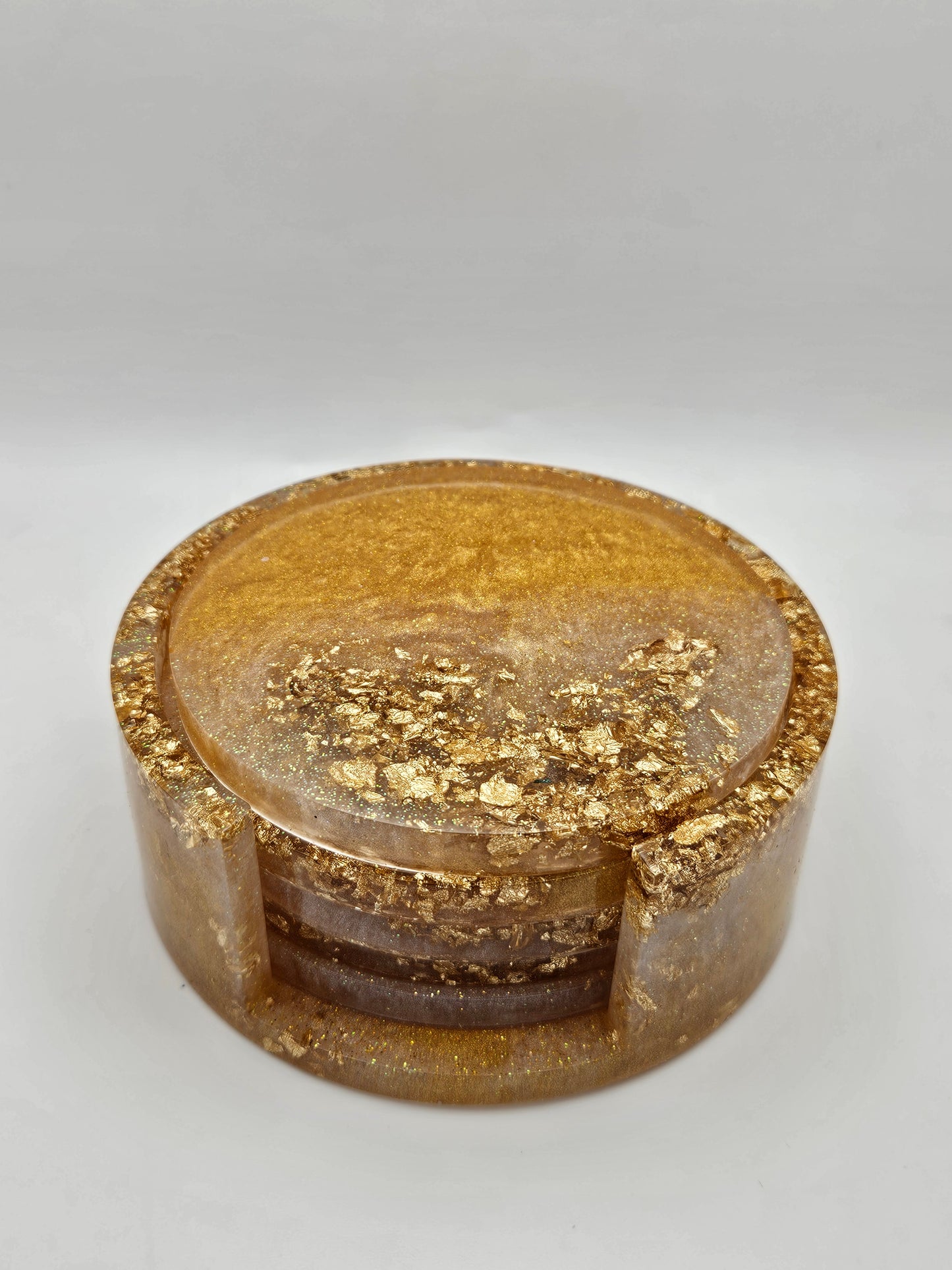 Round gold coasters/resin coasters set with matching stand/practical home decor/new home gift ideas/ unique handcrafted present