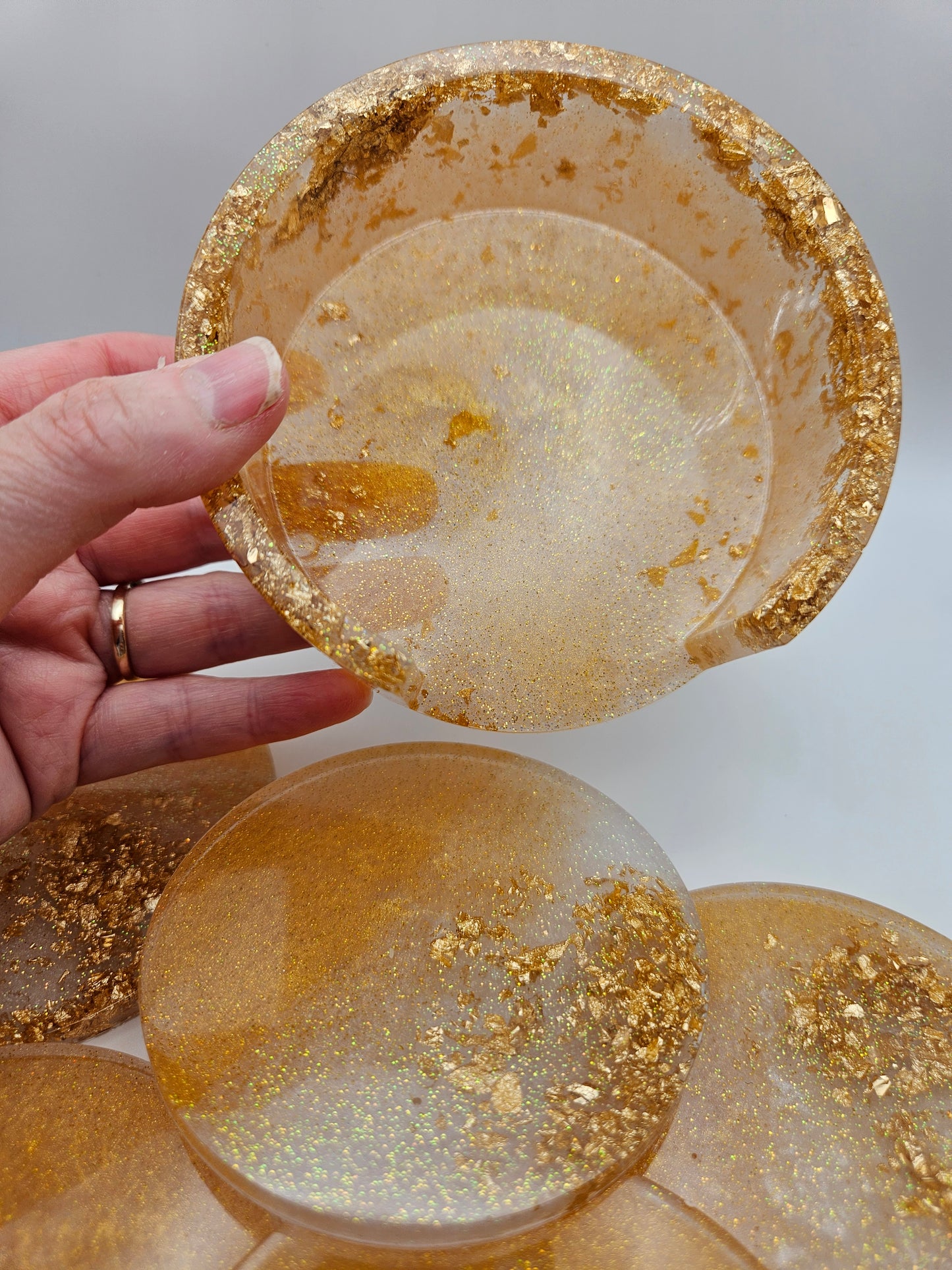 Round gold coasters/resin coasters set with matching stand/practical home decor/new home gift ideas/ unique handcrafted present