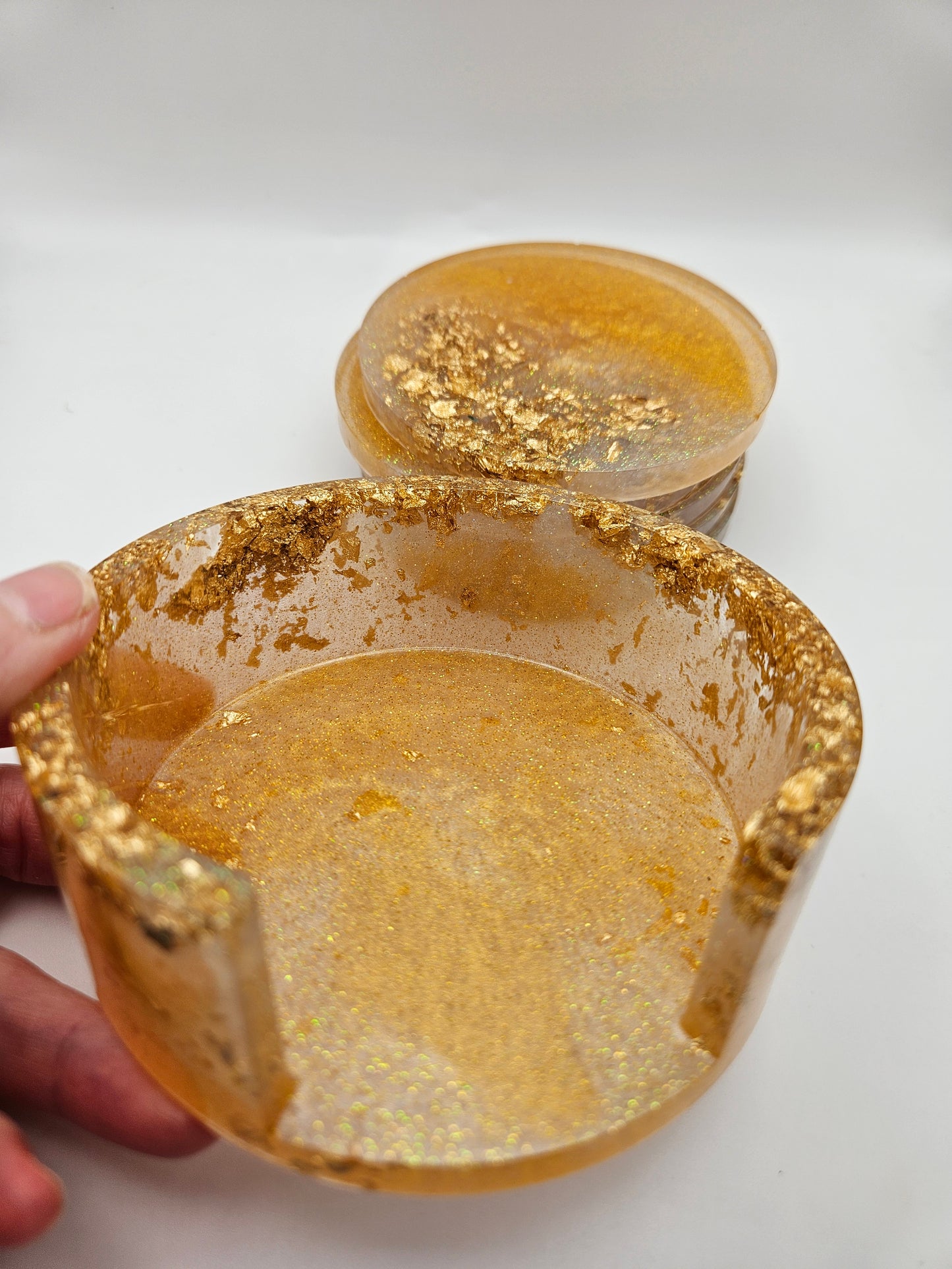 Round gold coasters/resin coasters set with matching stand/practical home decor/new home gift ideas/ unique handcrafted present