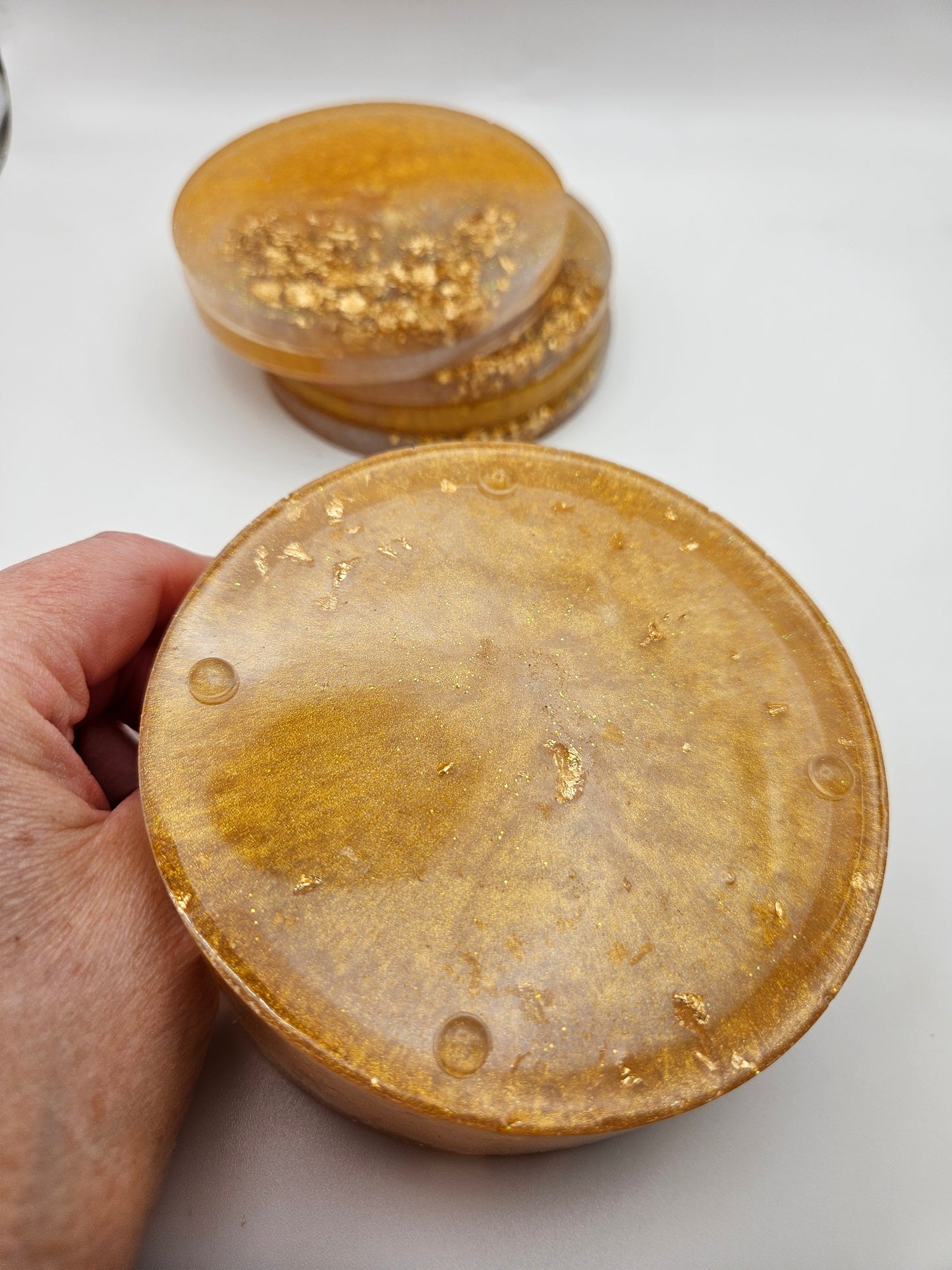 Round gold coasters/resin coasters set with matching stand/practical home decor/new home gift ideas/ unique handcrafted present