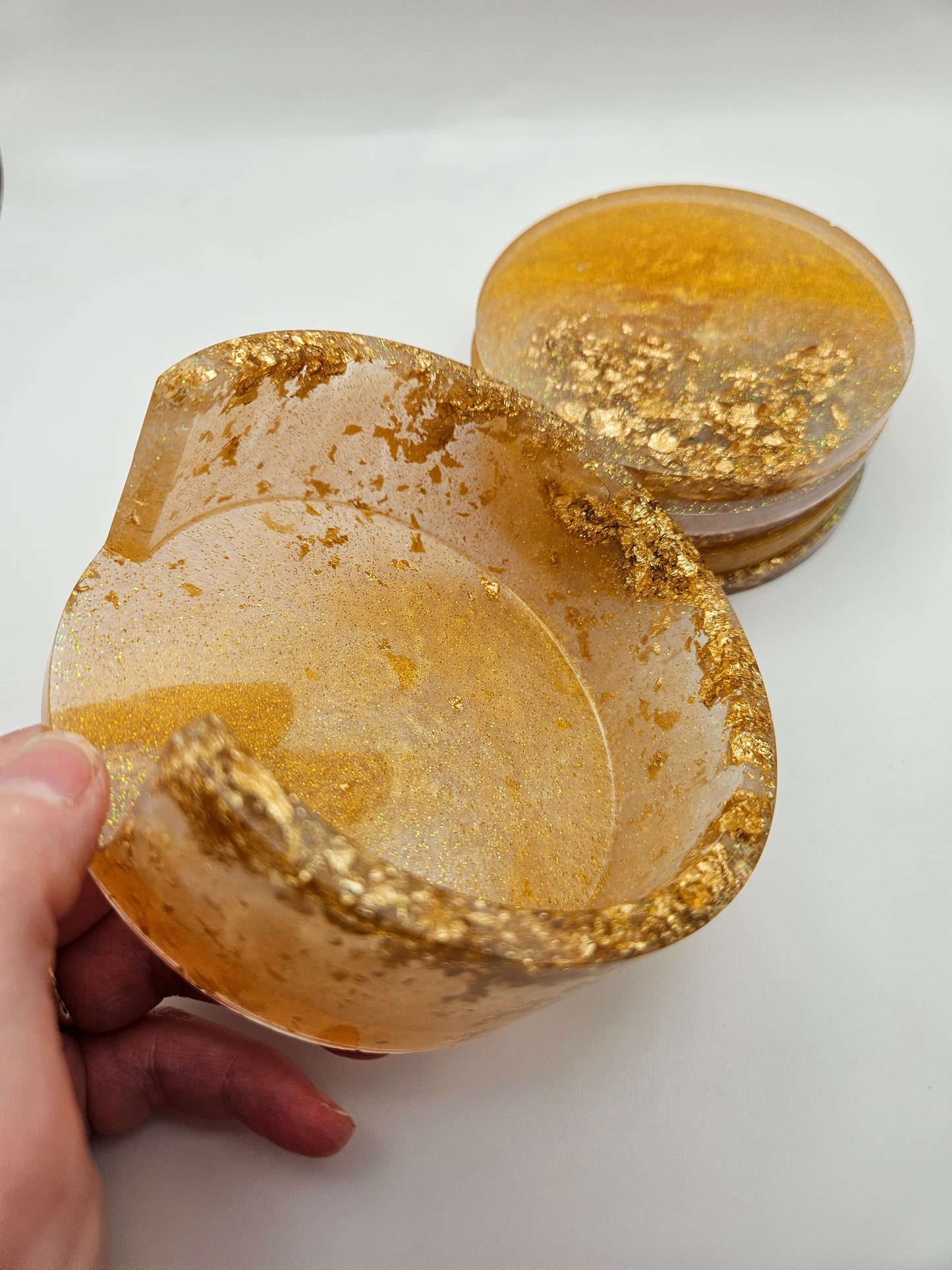 Round gold coasters/resin coasters set with matching stand/practical home decor/new home gift ideas/ unique handcrafted present