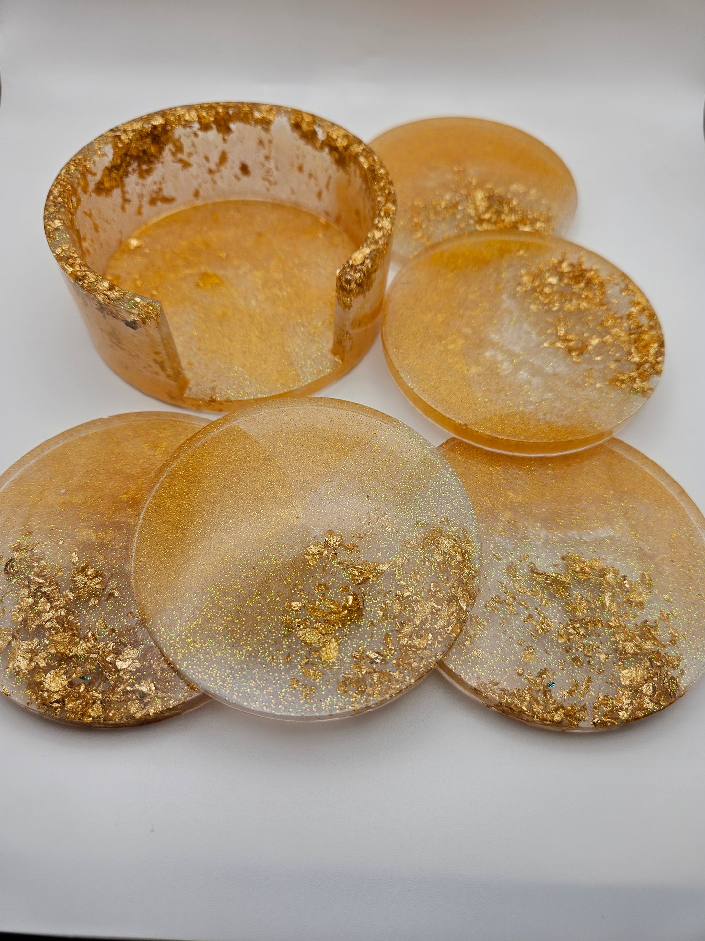 Round gold coasters/resin coasters set with matching stand/practical home decor/new home gift ideas/ unique handcrafted present