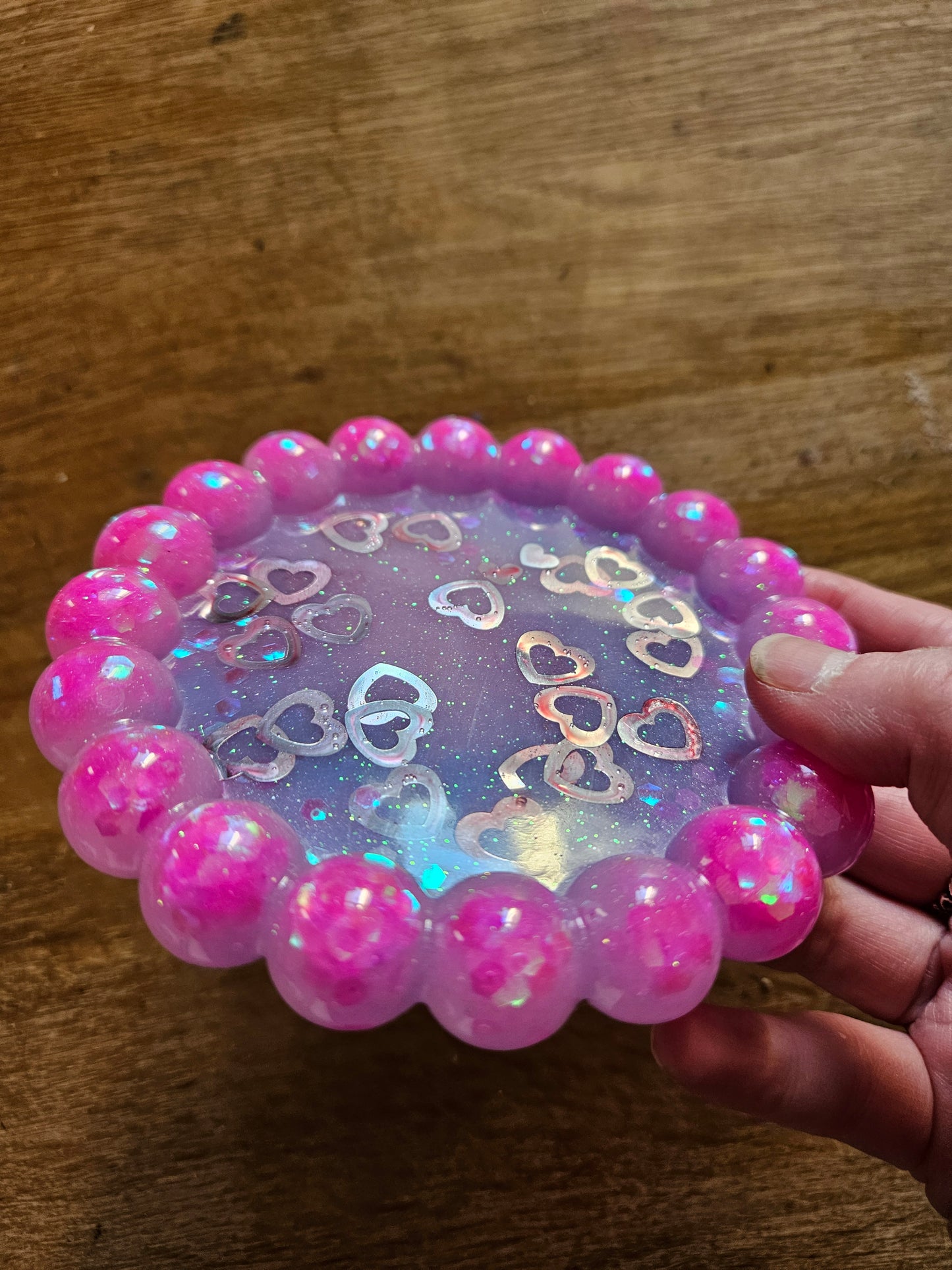 Bubble rim pink/violet trinket dish/coaster/small jewellery holder/Decorative home decor accessories
