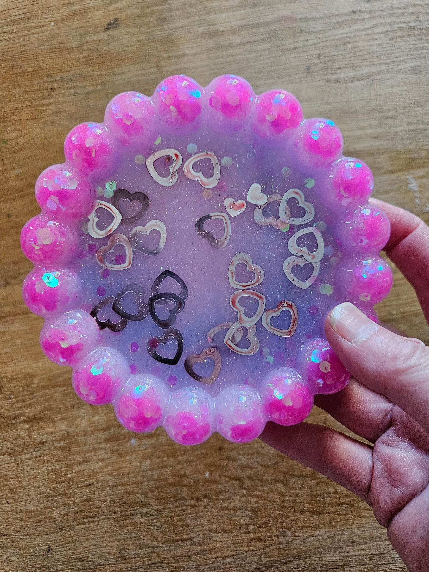 Bubble rim pink/violet trinket dish/coaster/small jewellery holder/Decorative home decor accessories