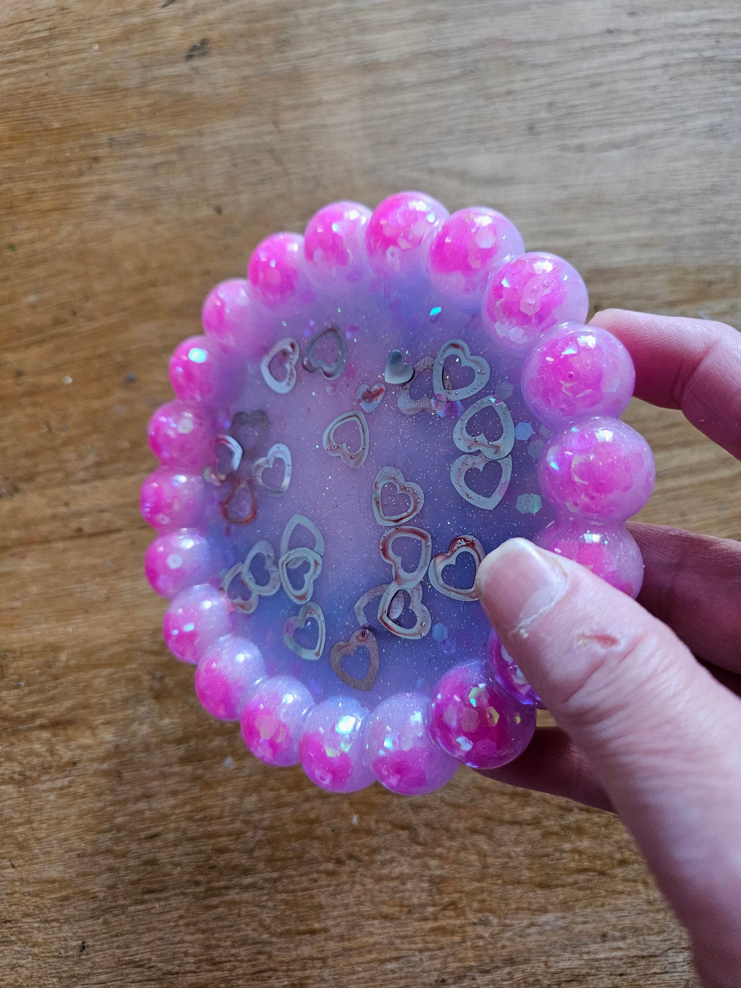 Bubble rim pink/violet trinket dish/coaster/small jewellery holder/Decorative home decor accessories