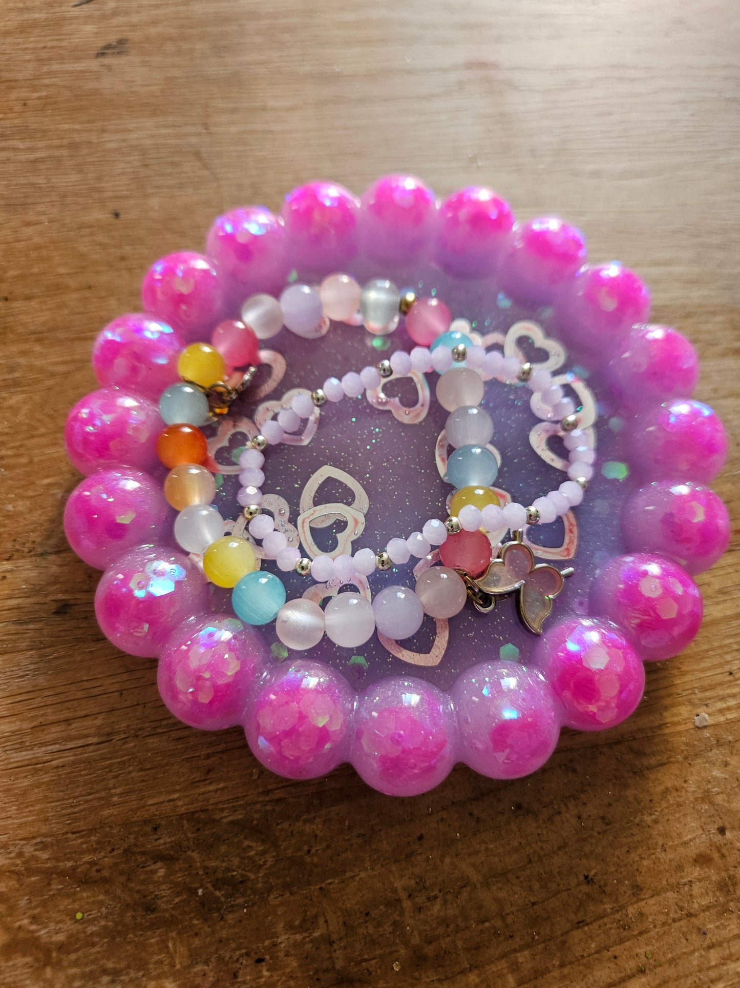 Bubble rim pink/violet trinket dish/coaster/small jewellery holder/Decorative home decor accessories