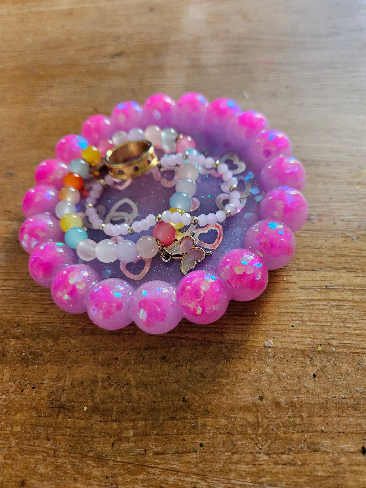 Bubble rim pink/violet trinket dish/coaster/small jewellery holder/Decorative home decor accessories