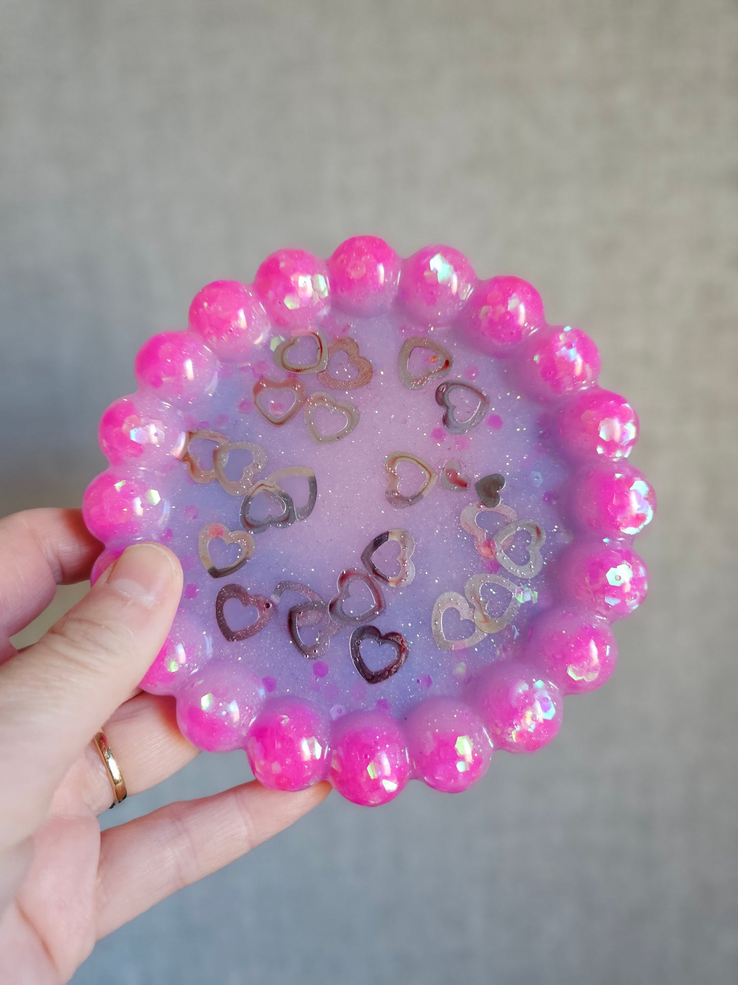 Bubble rim pink/violet trinket dish/coaster/small jewellery holder/Decorative home decor accessories