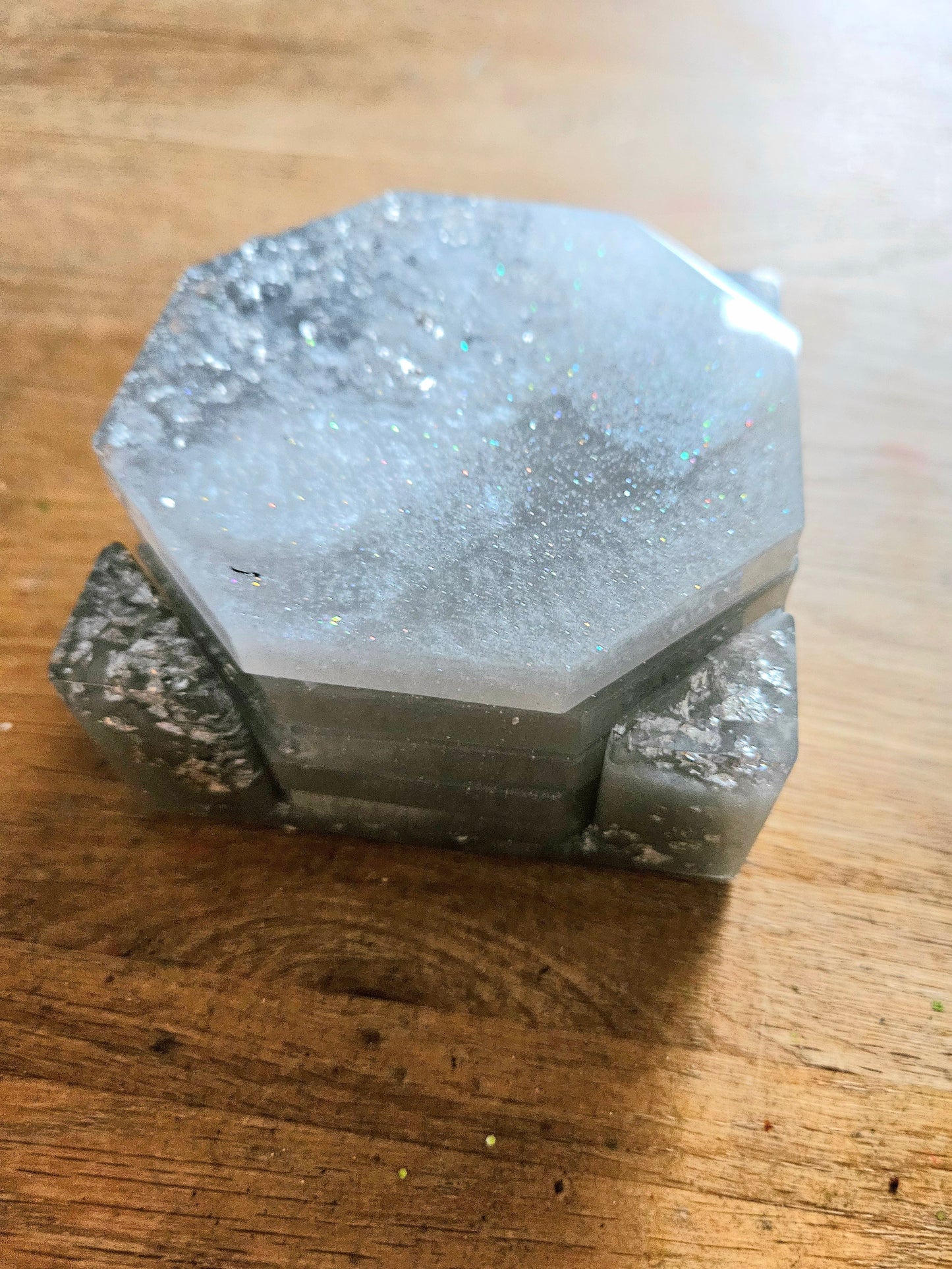 Set of Elegant silver coasters with stand/ home decor accessories/functional resinart/ New Home Handmade Gift/Birthday present for mum, gran, sister, brother, dad, papa