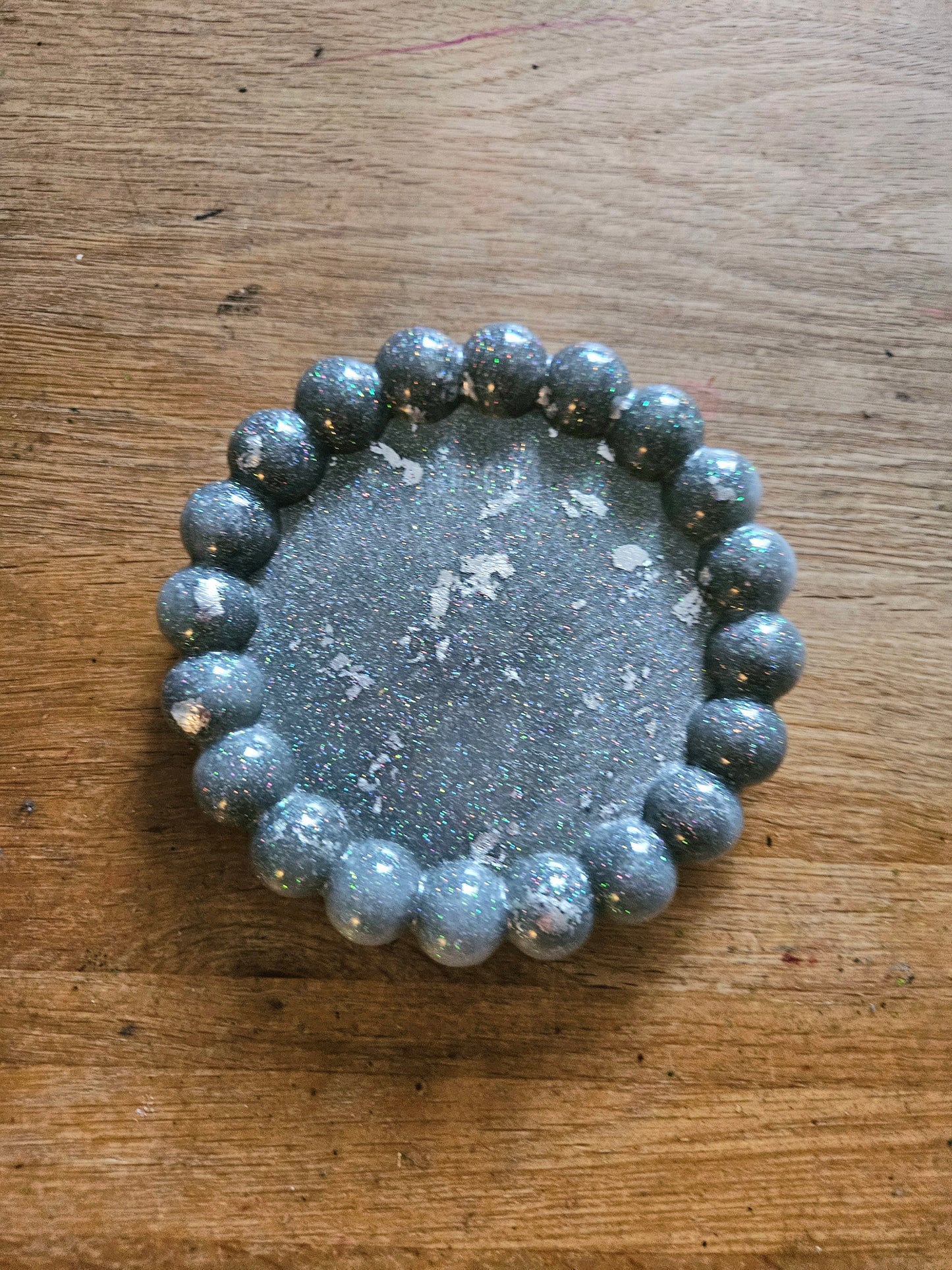 Bubble rim silver trinket dish/coaster/small jewellery holder/Decorative home decor accessories