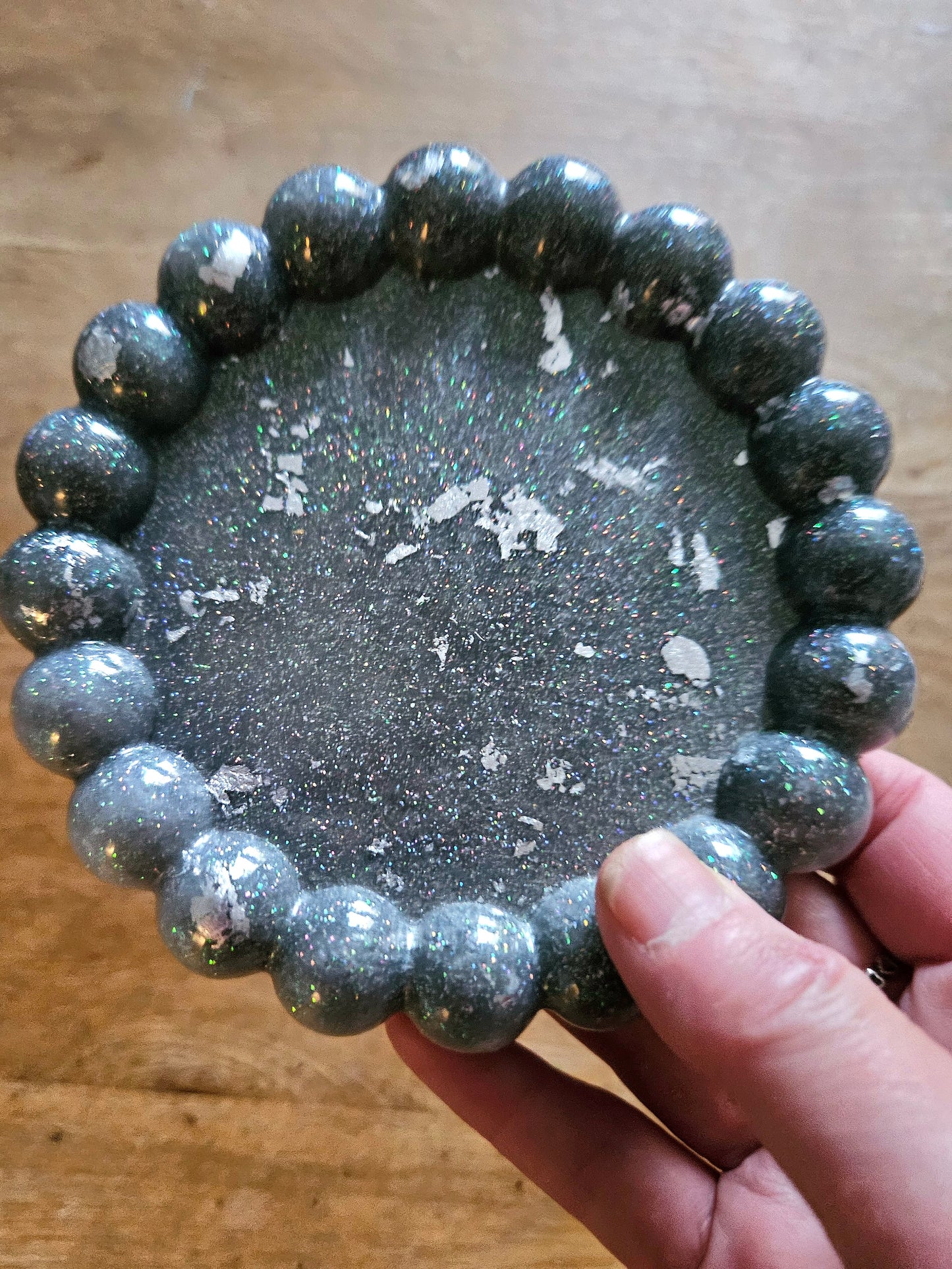 Bubble rim silver trinket dish/coaster/small jewellery holder/Decorative home decor accessories