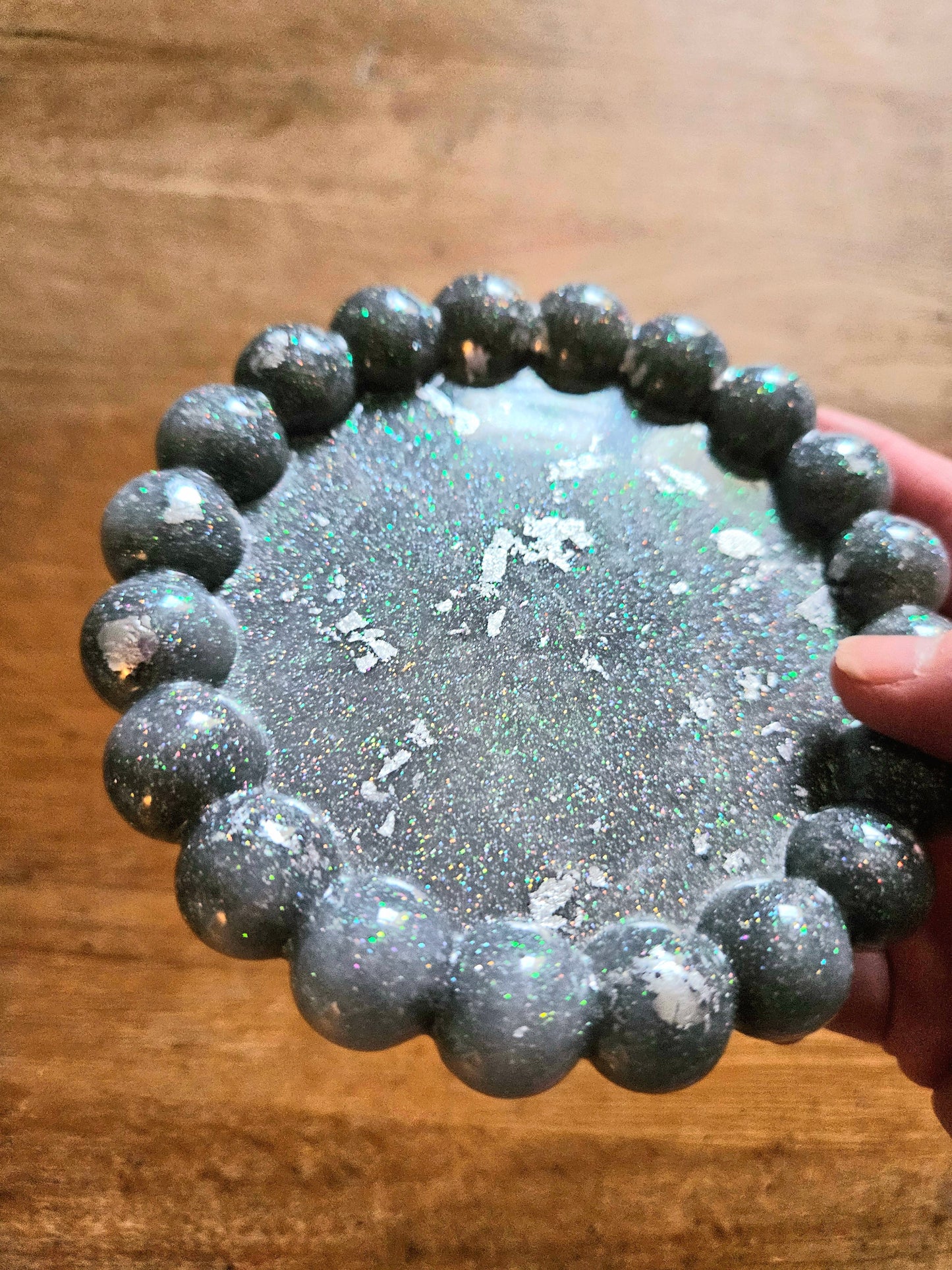 Bubble rim silver trinket dish/coaster/small jewellery holder/Decorative home decor accessories