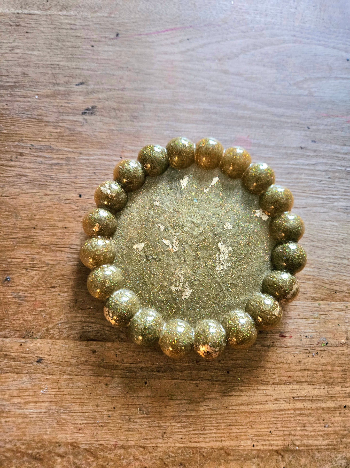 Bubble rim gold trinket dish/coaster/small jewellery holder/Decorative home decor accessories
