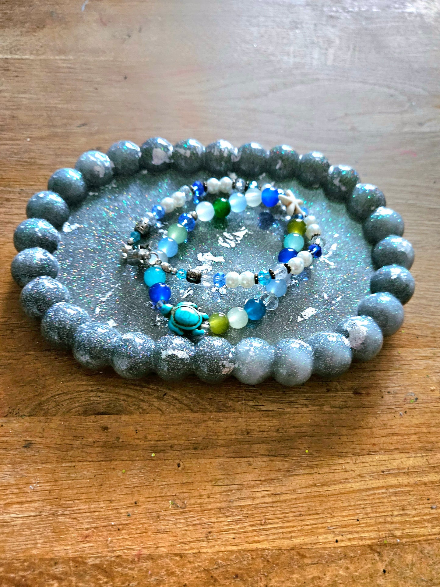 Bubble rim silver tray/ Decorative and stylish home decor resin jewellery tray or trinket dish for bedroom or anywhere in the home to add style.